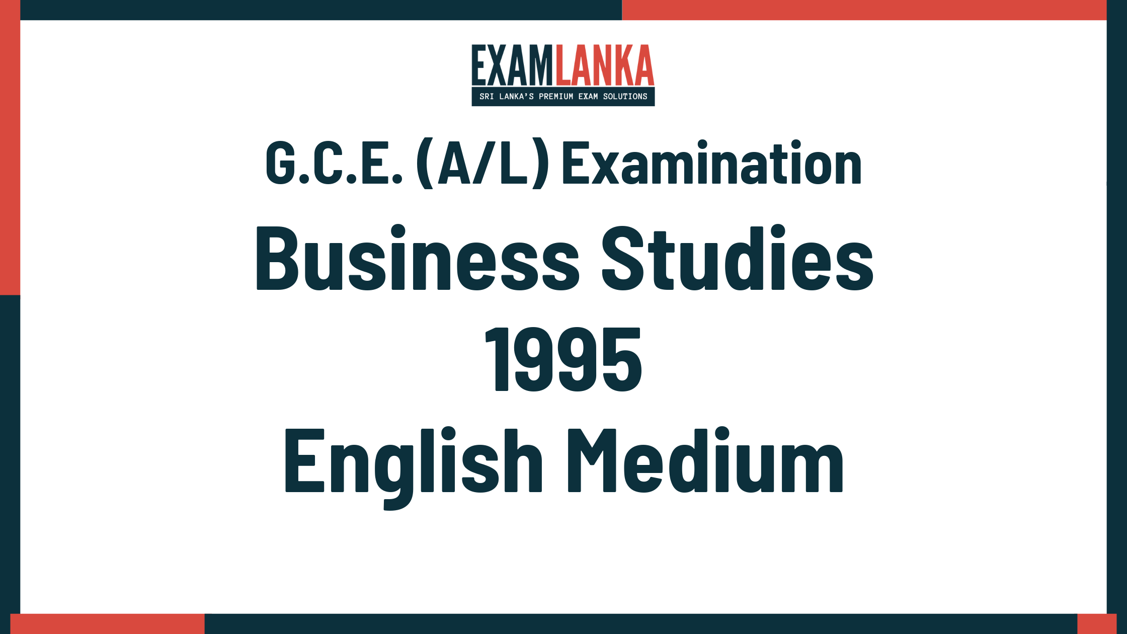 1995 business studies past paper english medium