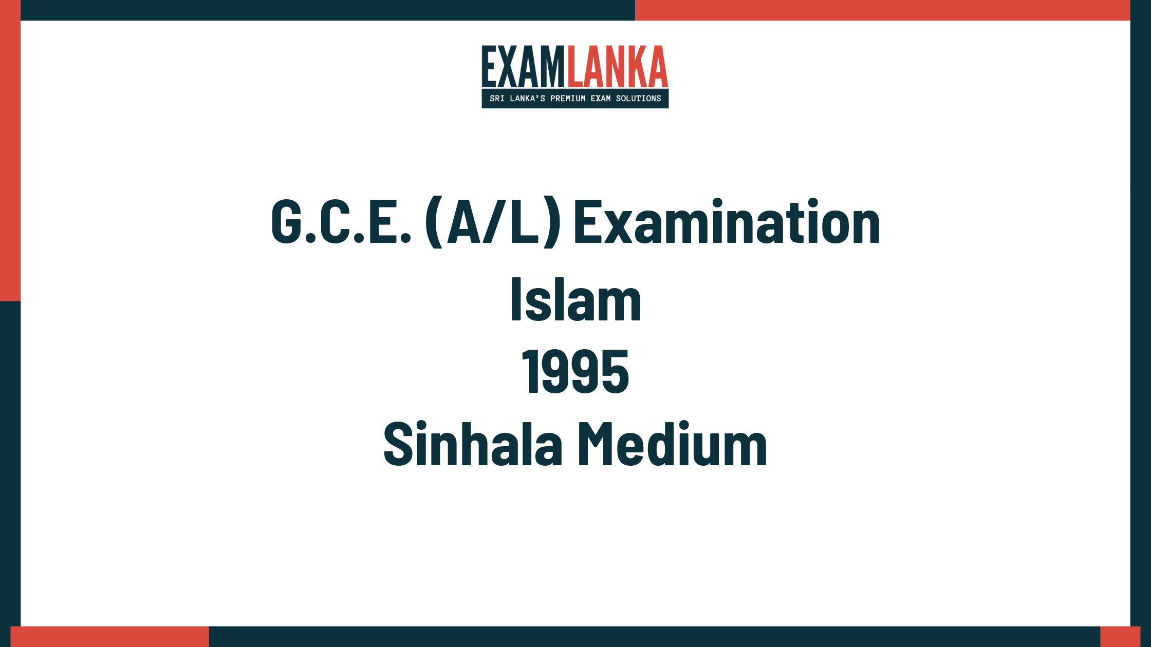 1995 islam past paper sinhala medium