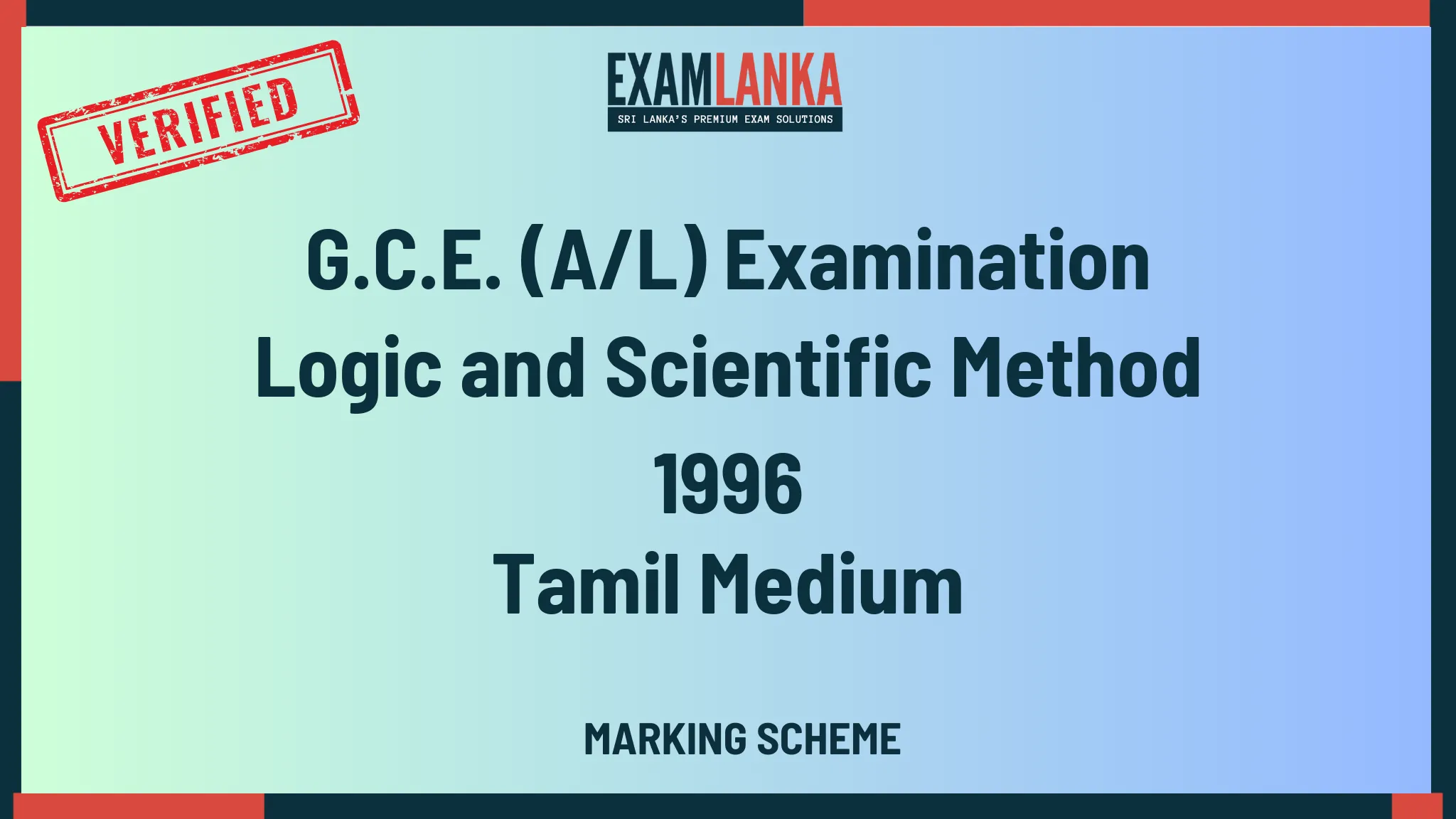 1996 logic and scientific method marking tamil medium