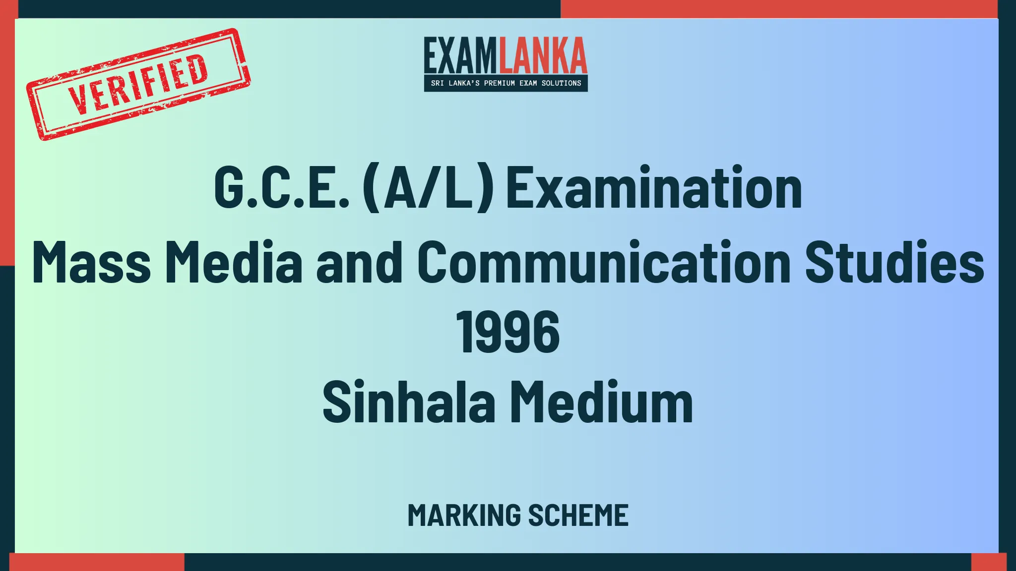 1996 mass media and communication studies marking sinhala medium