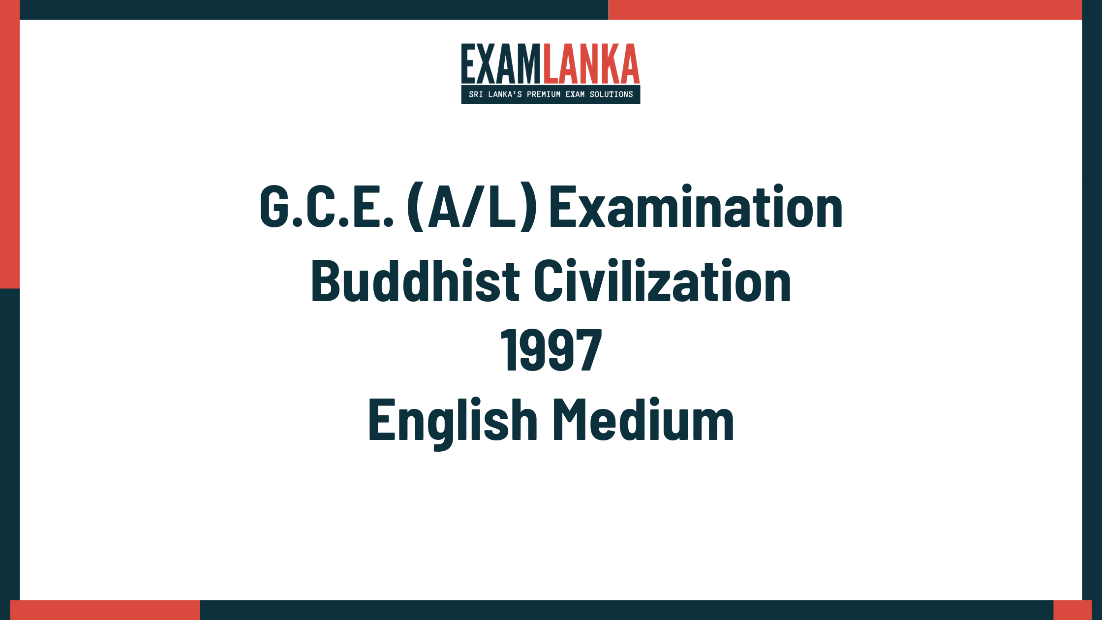 1997 buddhist civilization past paper english medium