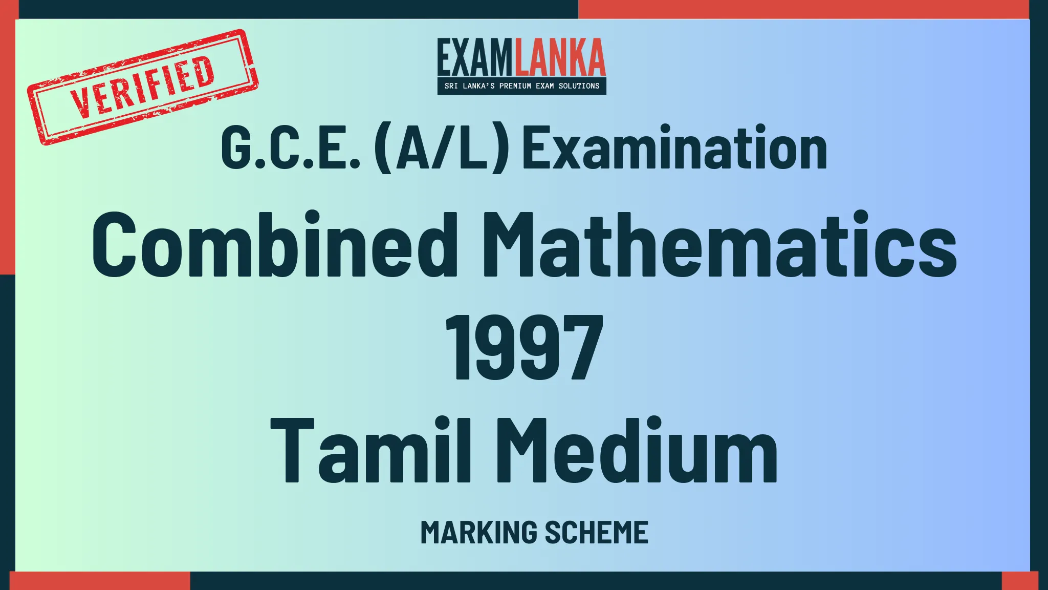 1997 combined mathematics marking tamil medium