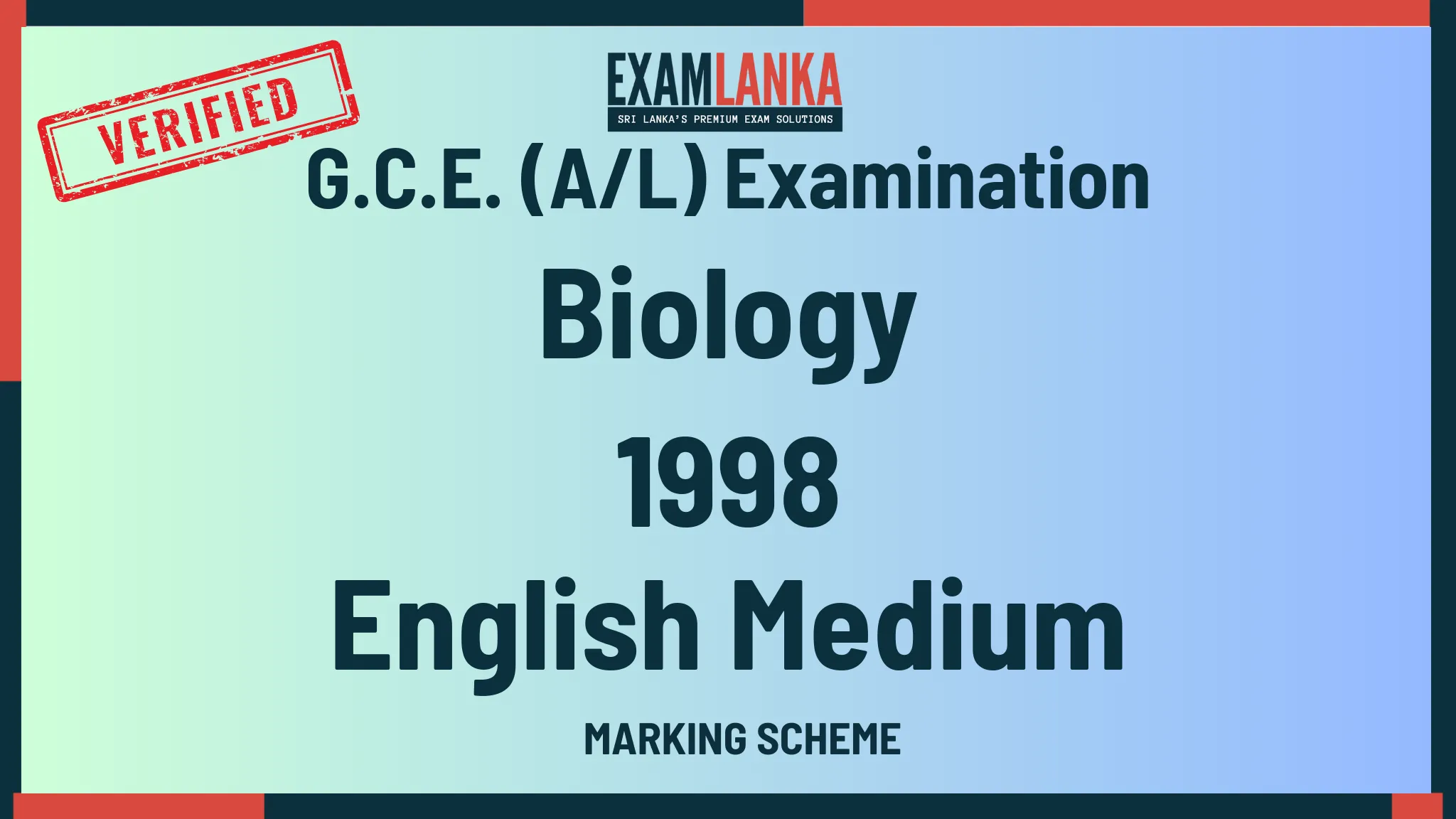 1998 biology marking english medium