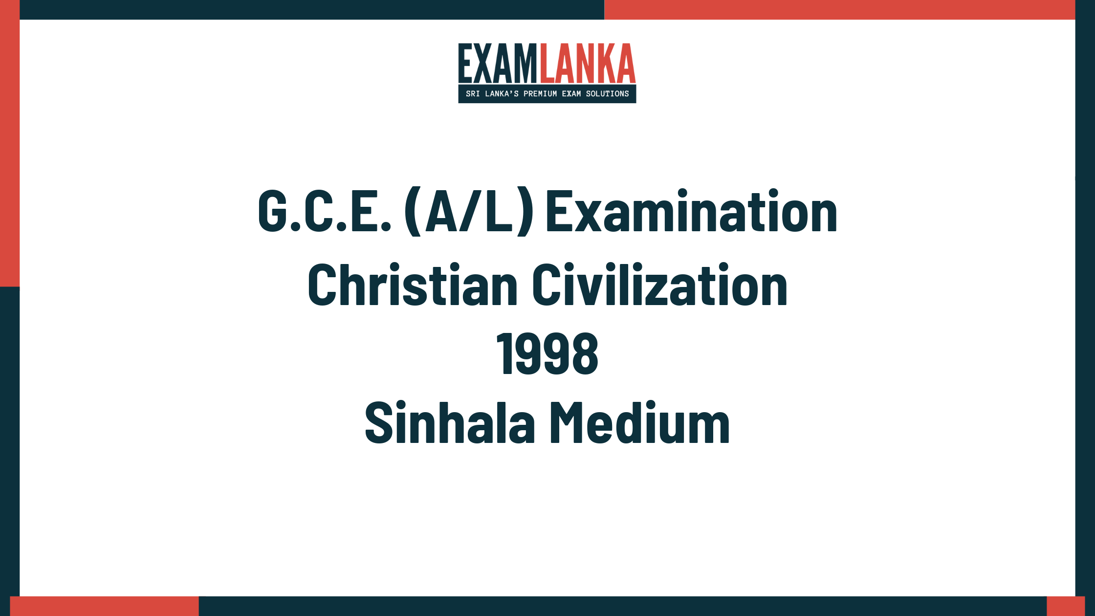 1998 christian civilization past paper sinhala medium