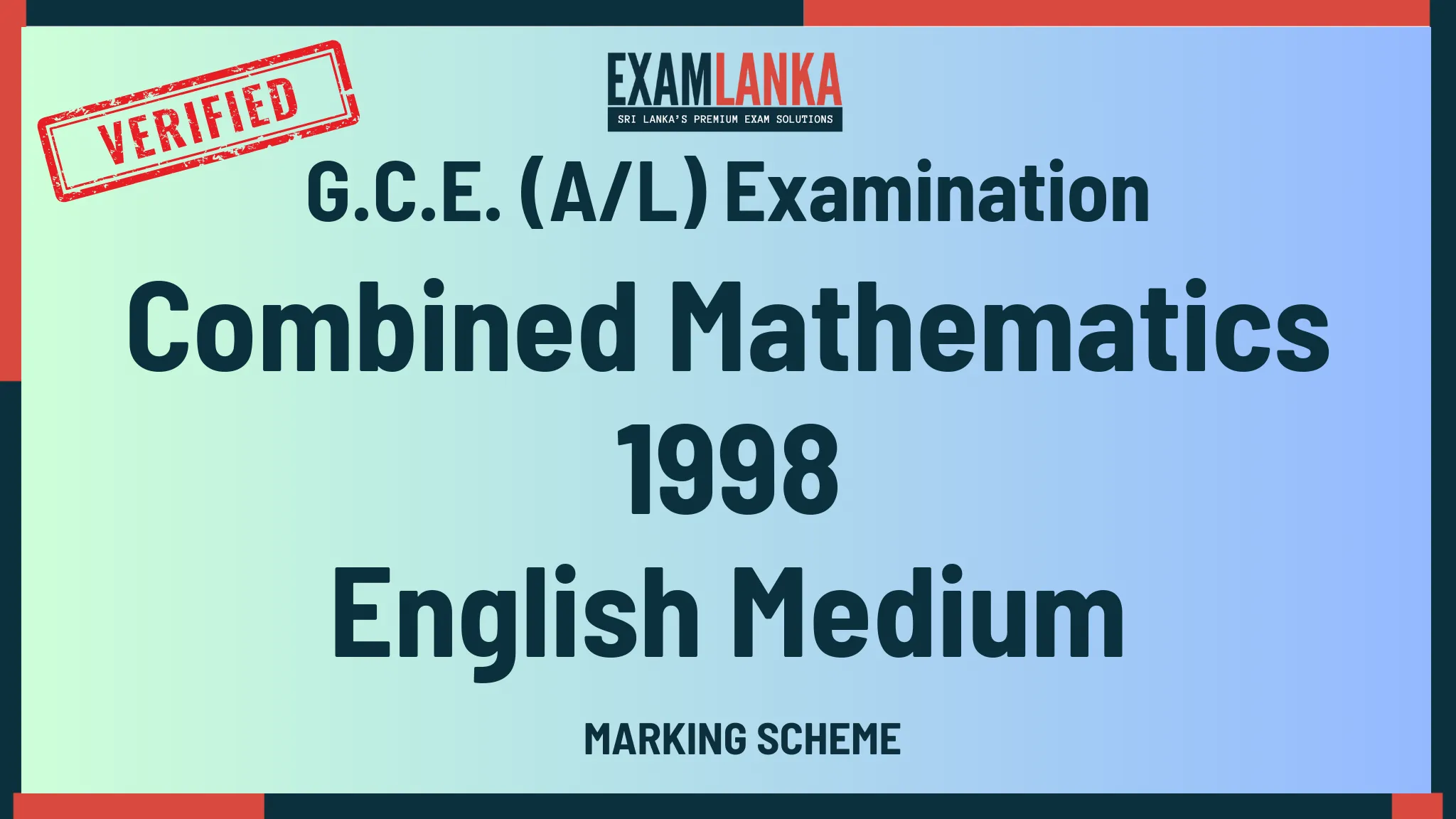 1998 combined mathematics marking english medium