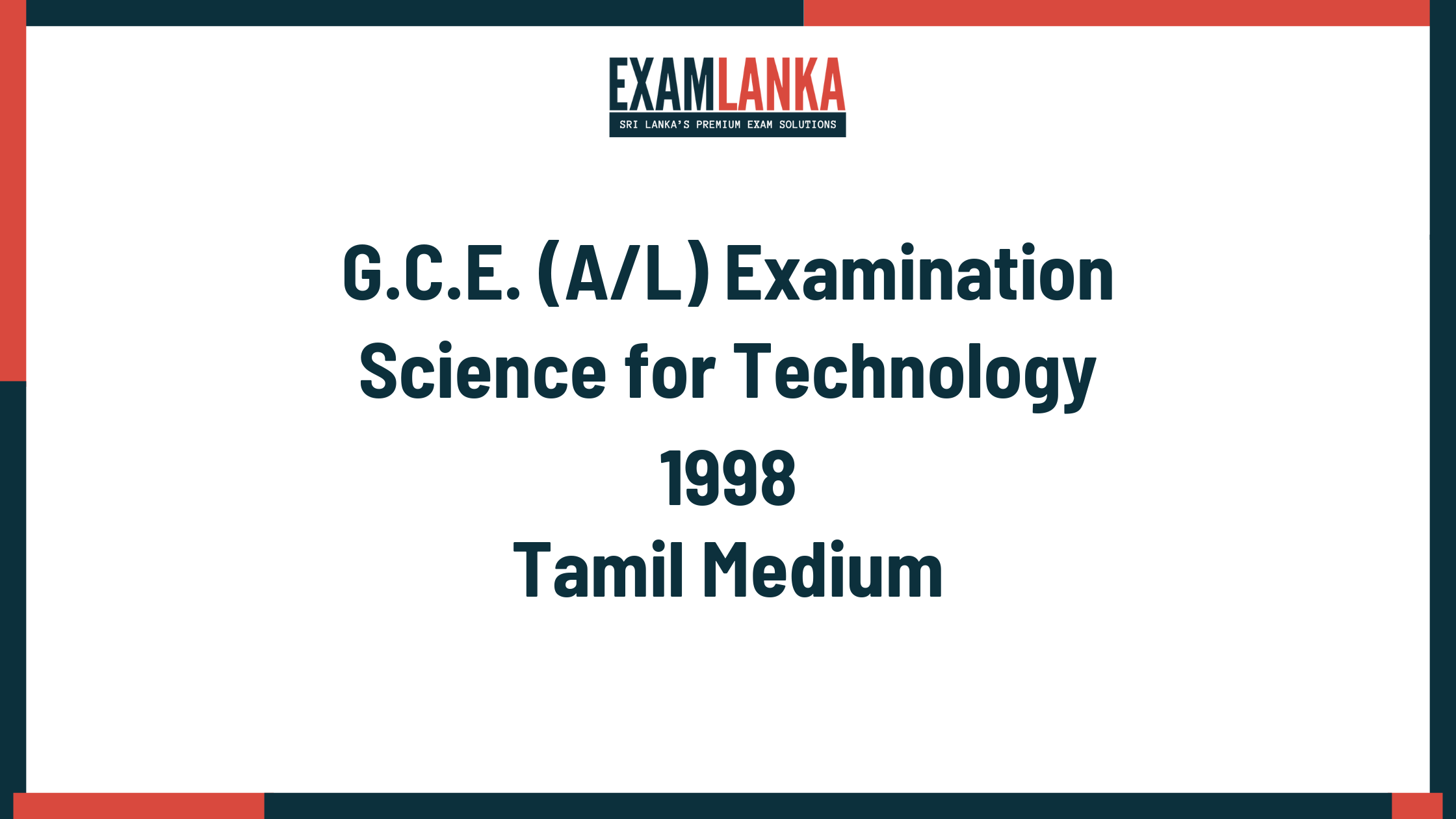 1998 science for technology past paper tamil medium