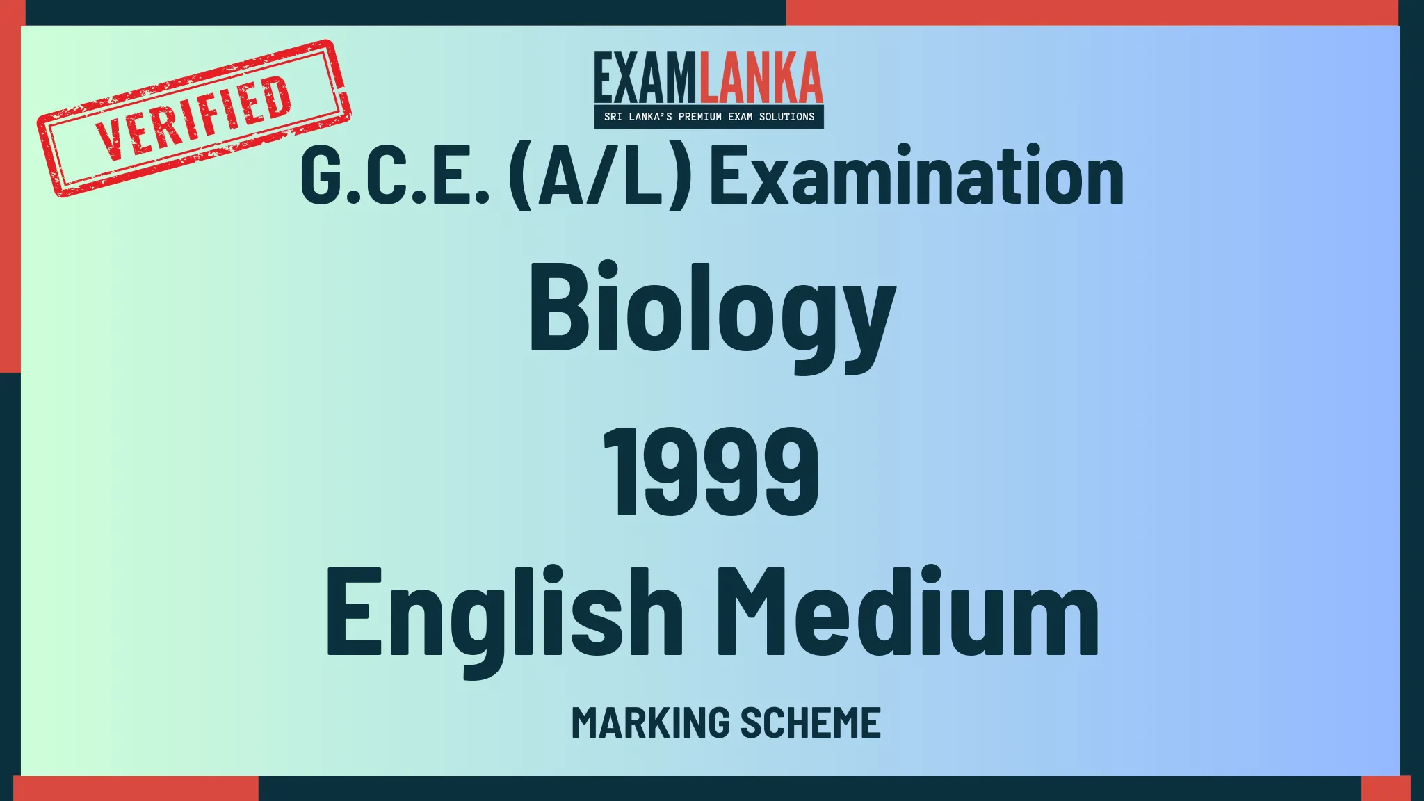 1999 biology marking english medium