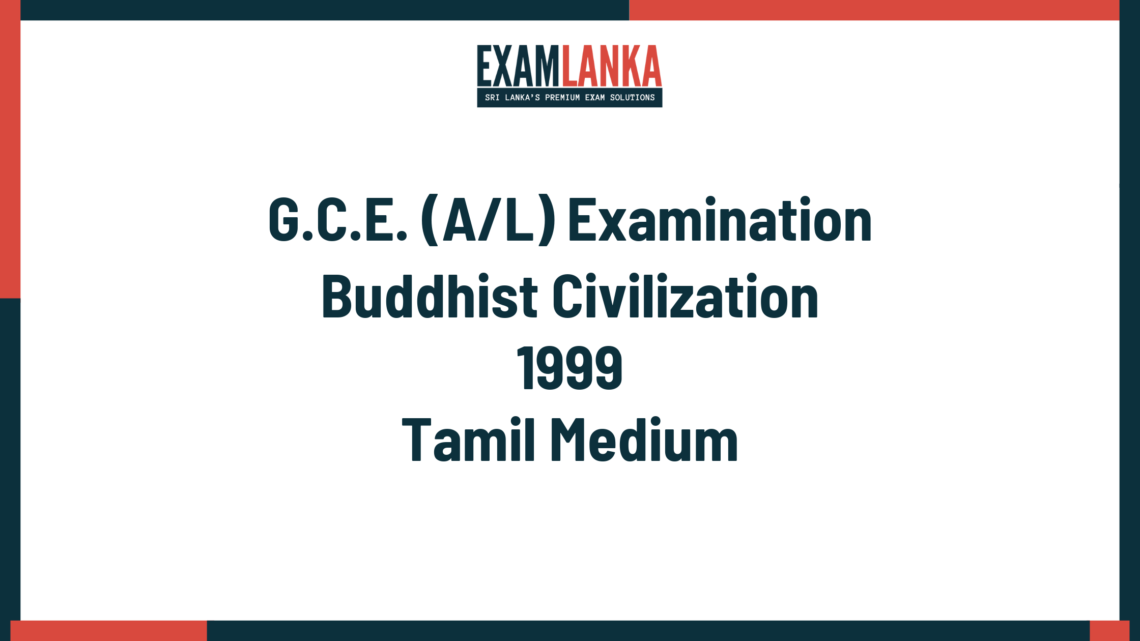 1999 buddhist civilization past paper tamil medium