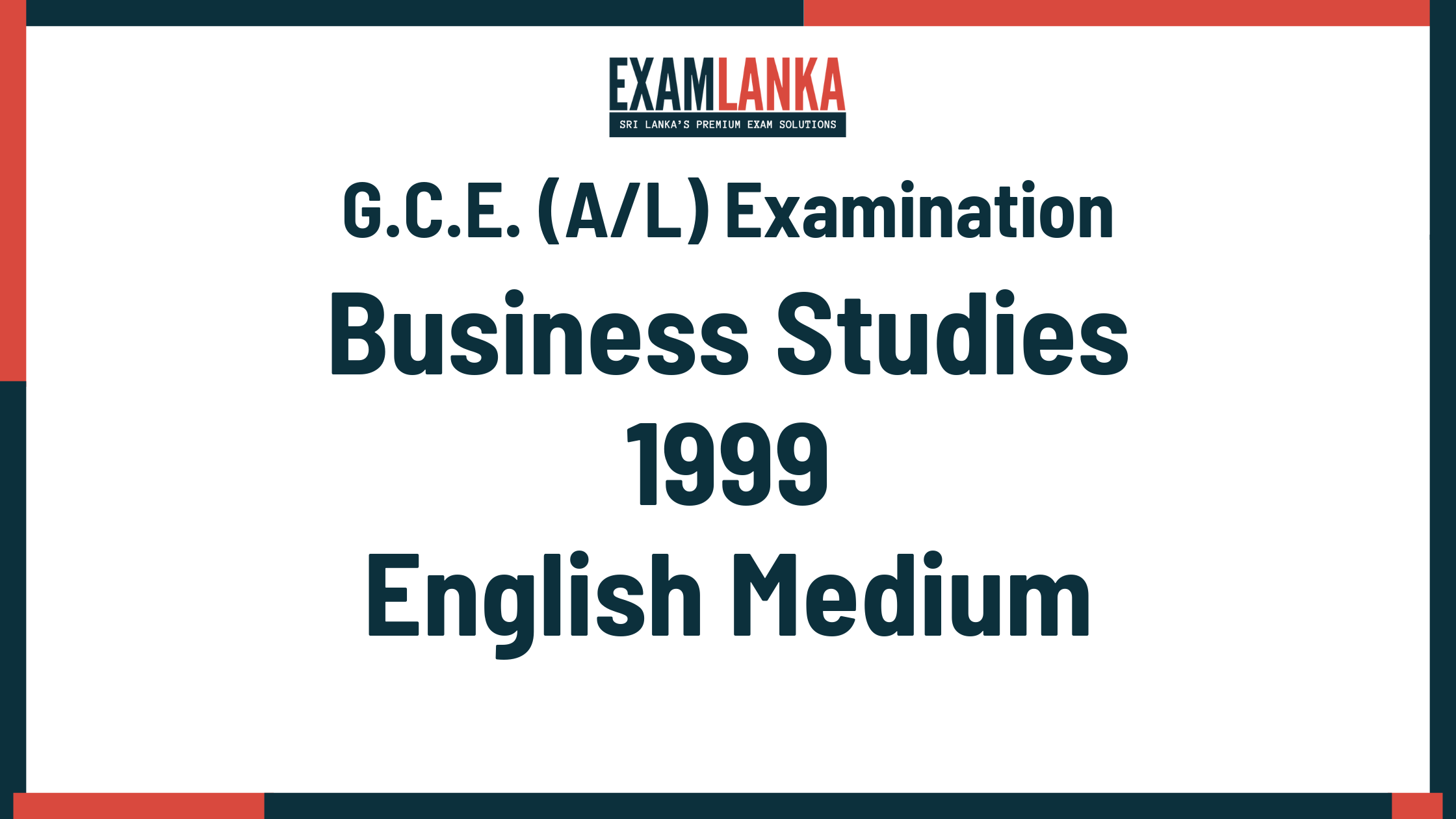 1999 business studies past paper english medium