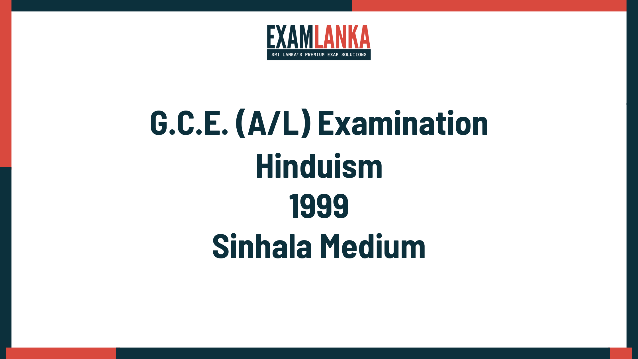 1999 hinduism past paper sinhala medium
