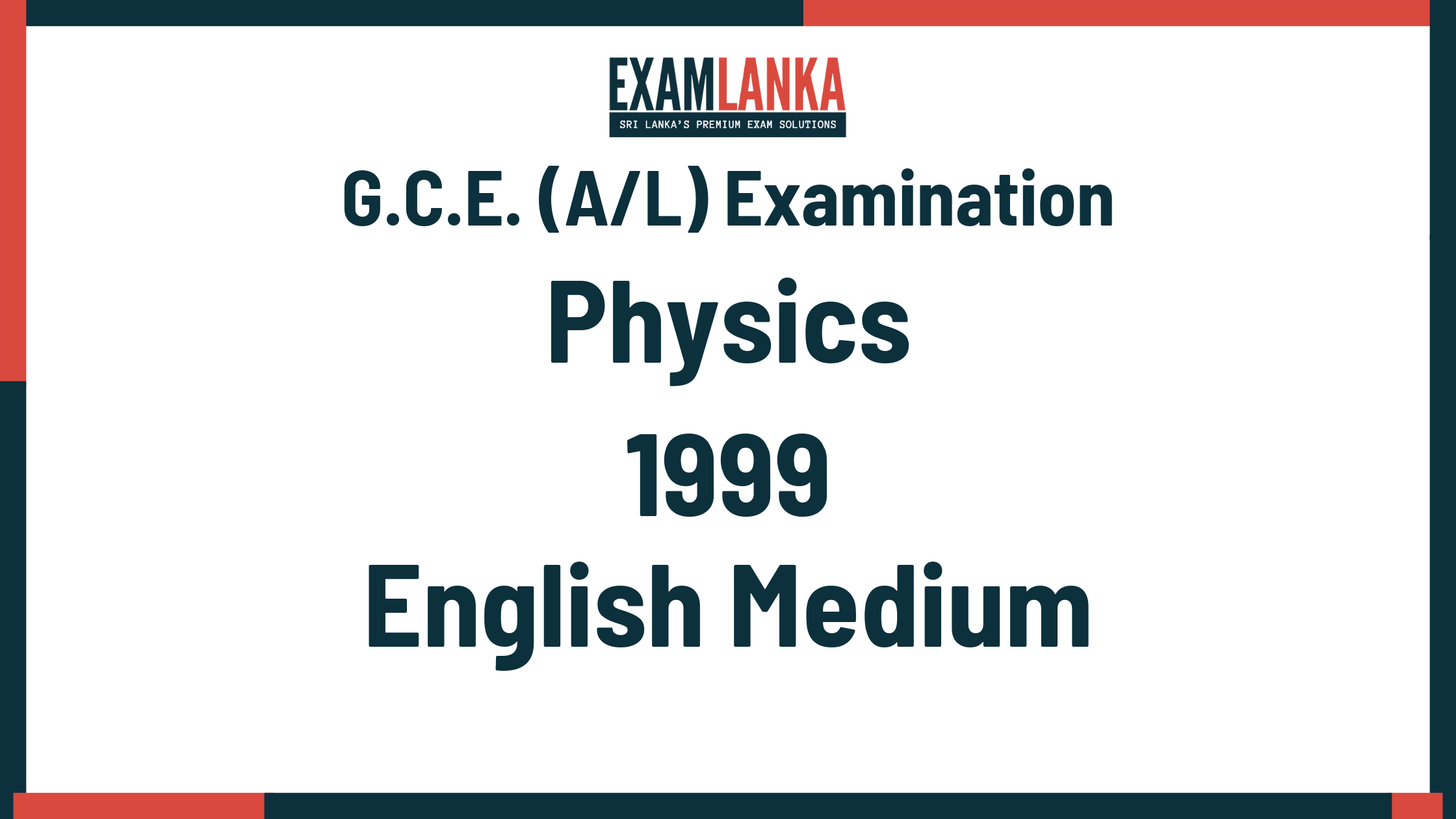 1999 physics past paper english medium