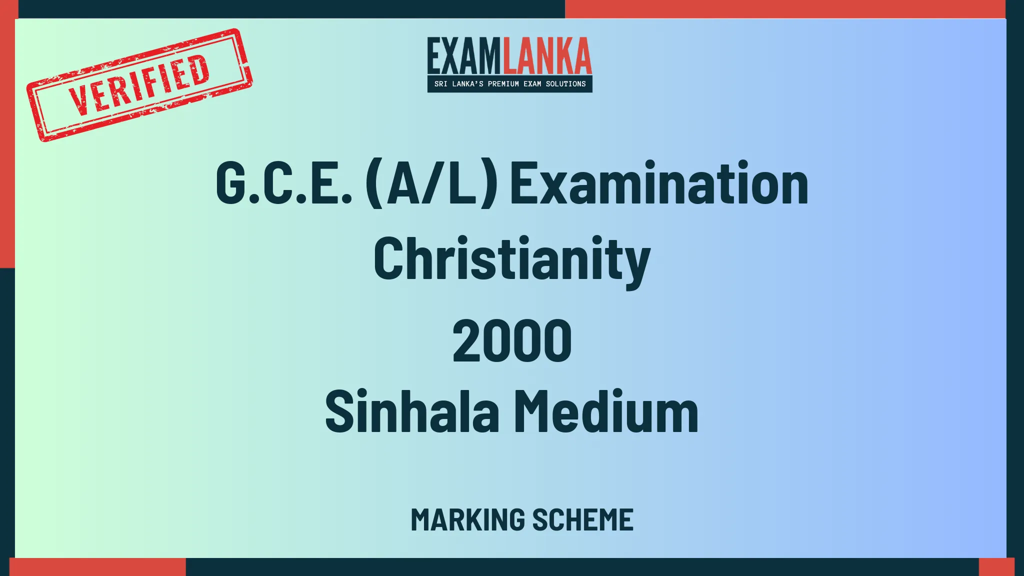 2000 christianity marking sinhala medium
