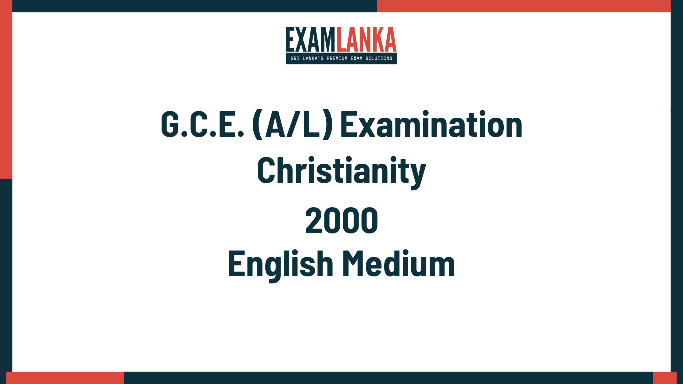 2000 christianity past paper english medium
