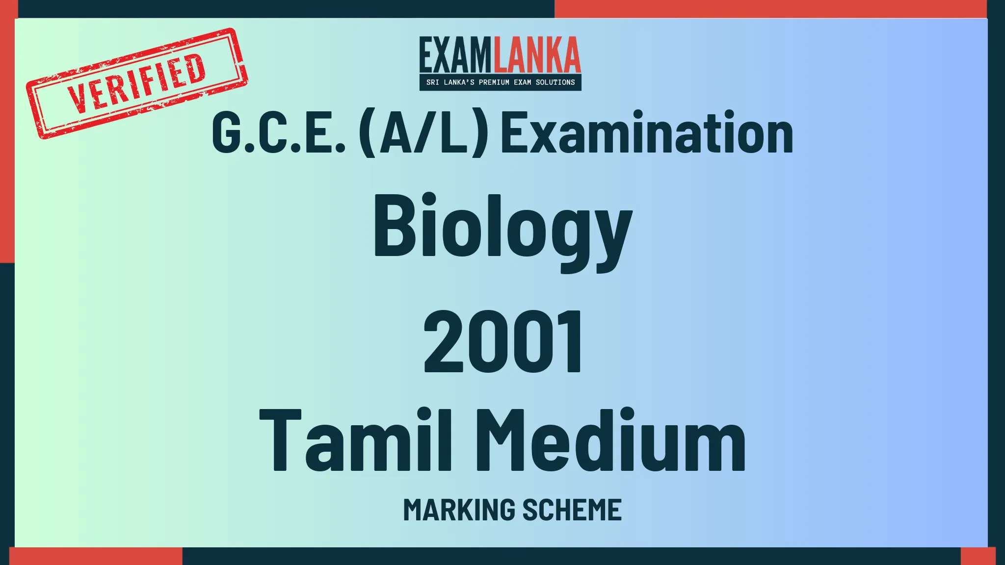 2001 biology marking tamil medium