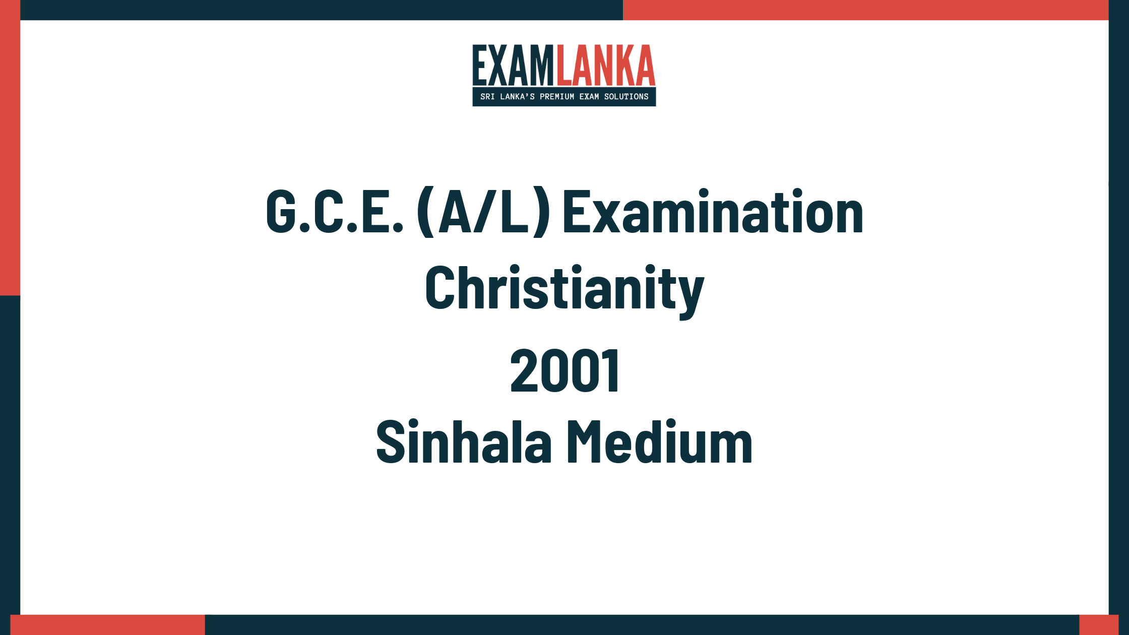 2001 christianity past paper sinhala medium