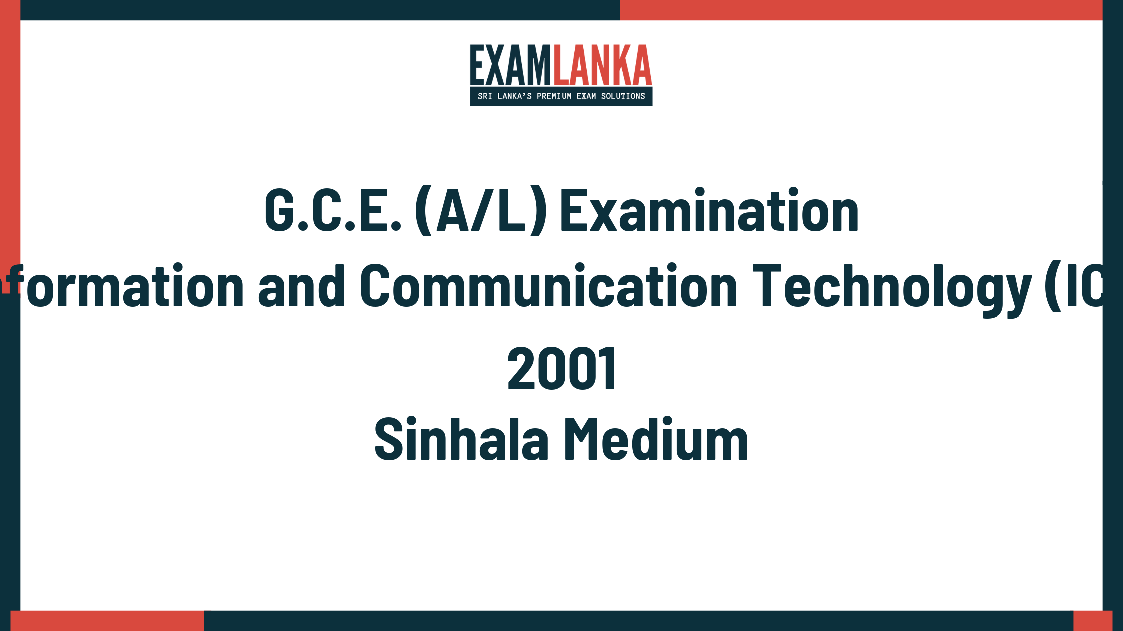 2001 information and communication technology (ict) past paper sinhala medium
