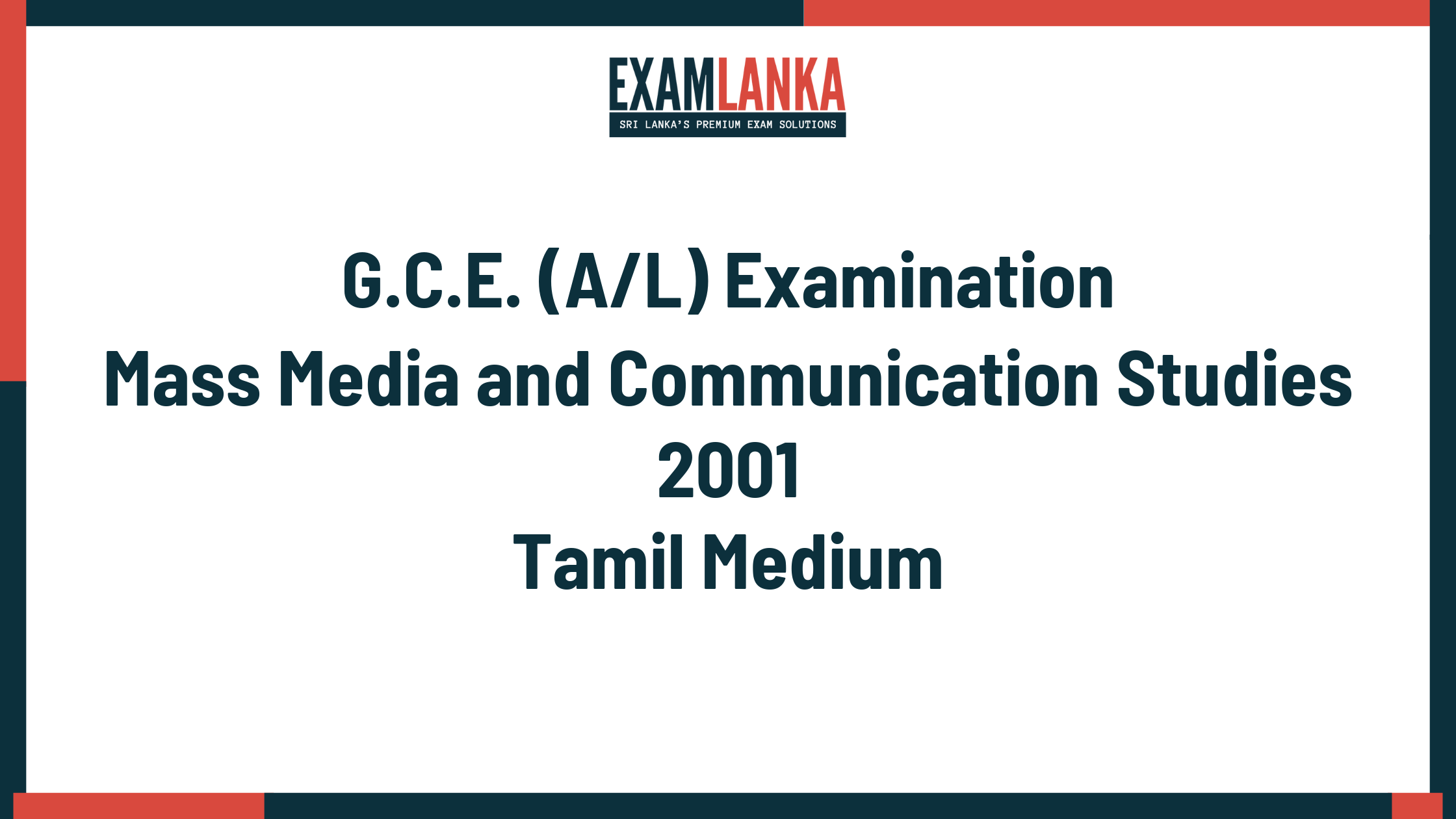 2001 mass media and communication studies past paper tamil medium
