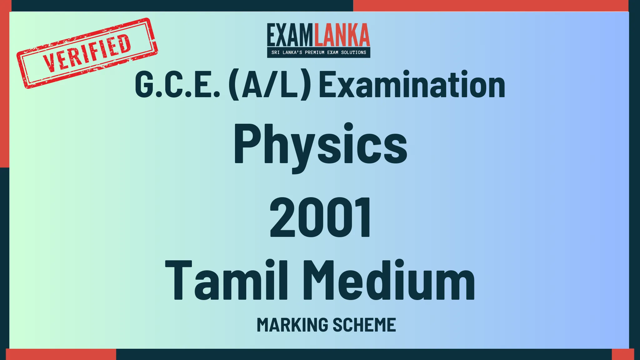 2001 physics marking tamil medium