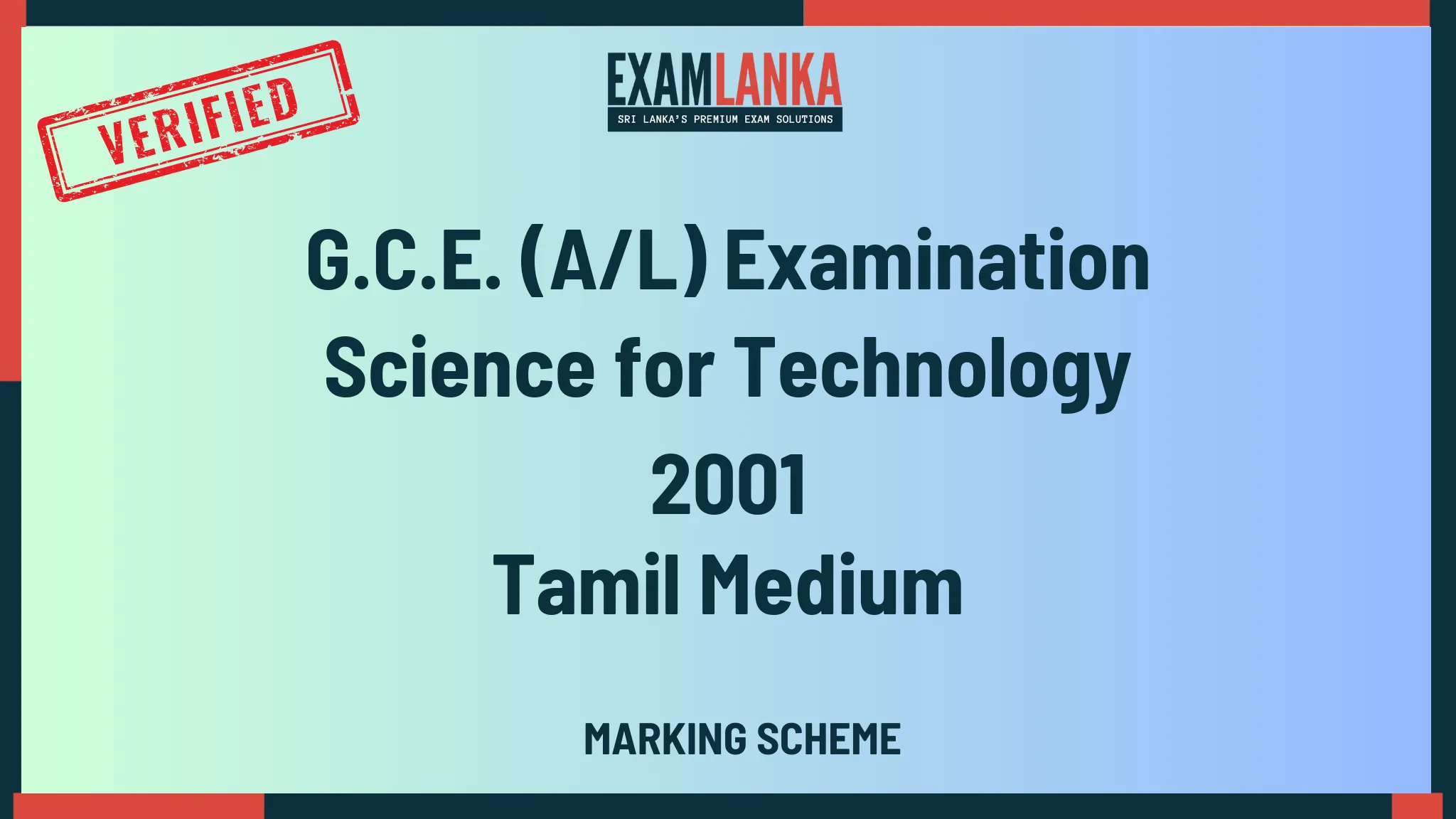 2001 science for technology marking tamil medium