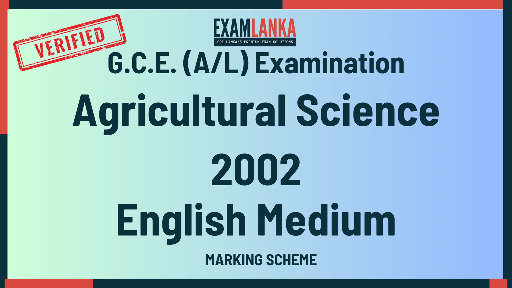 2002 agricultural science marking english medium