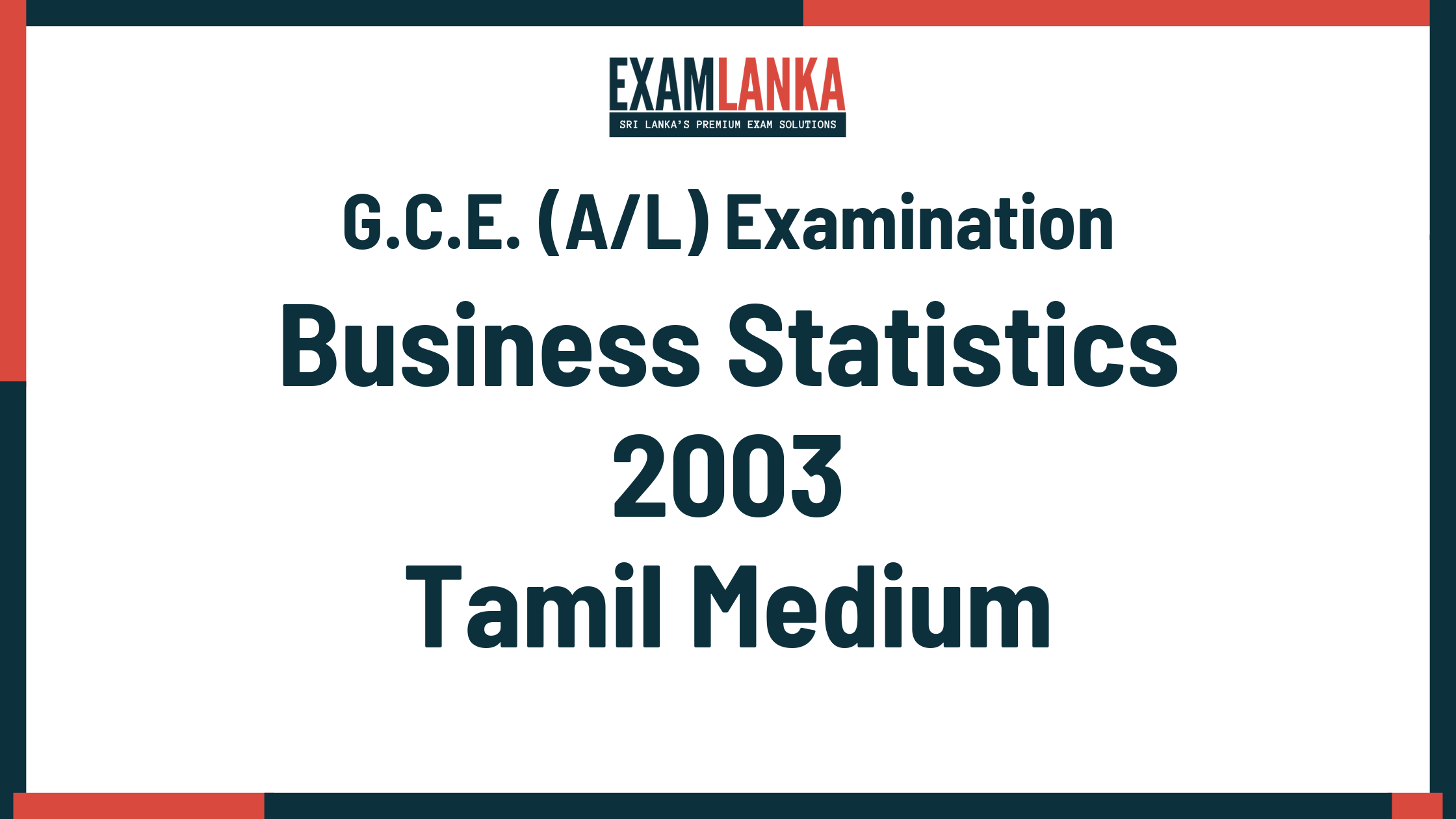 2003 business statistics past paper tamil medium