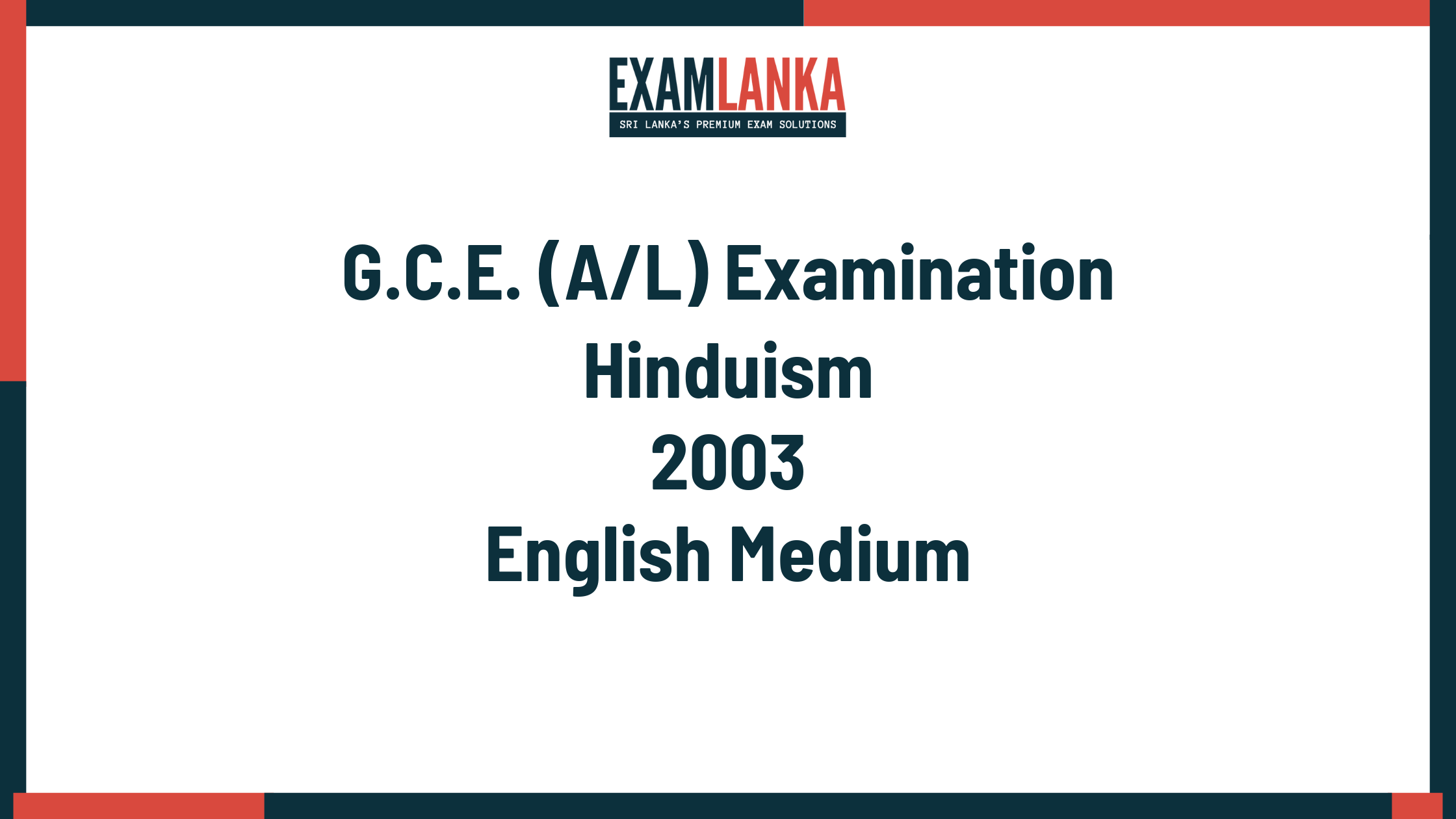 2003 hinduism past paper english medium