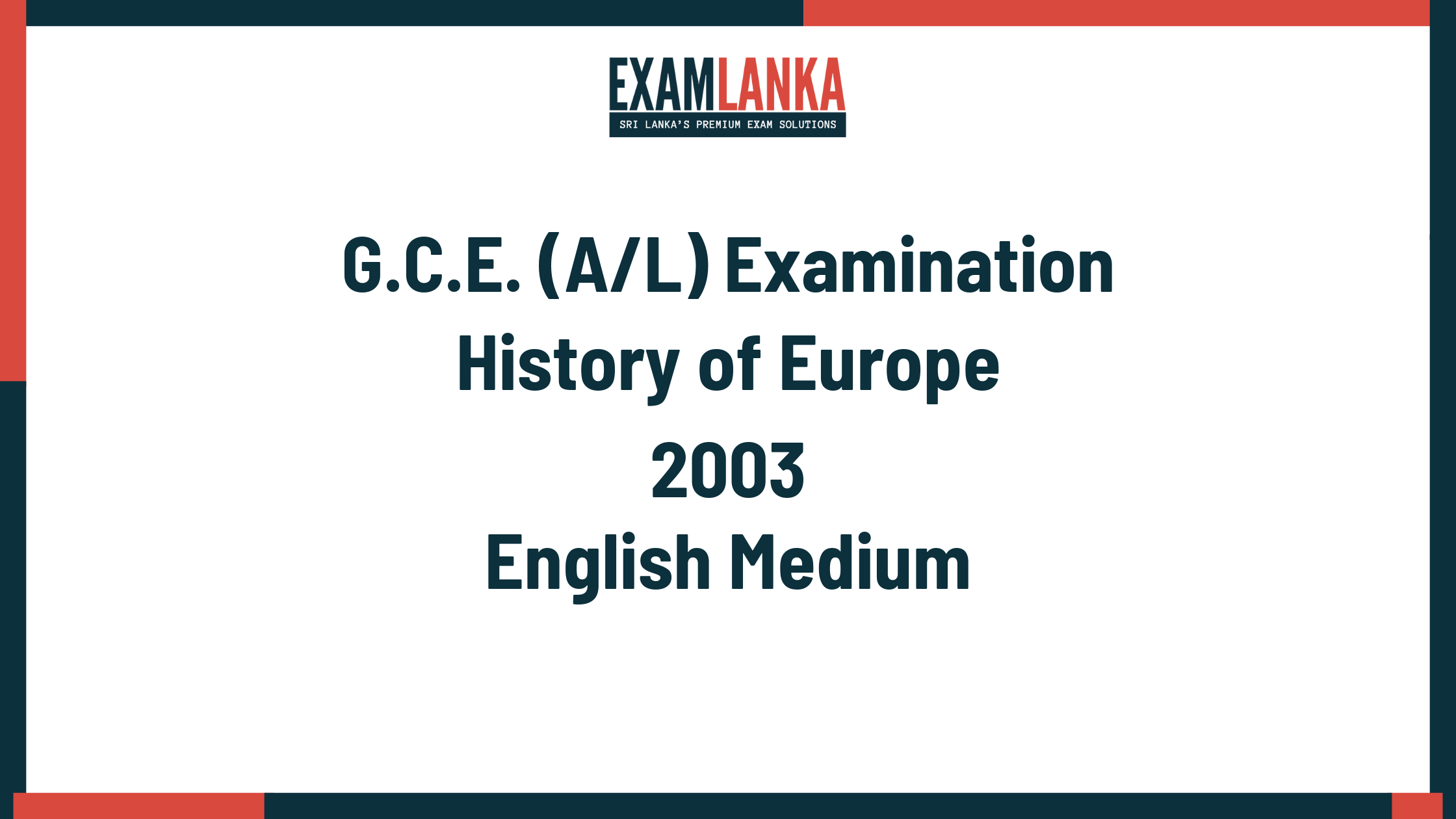 2003 history of europe past paper english medium