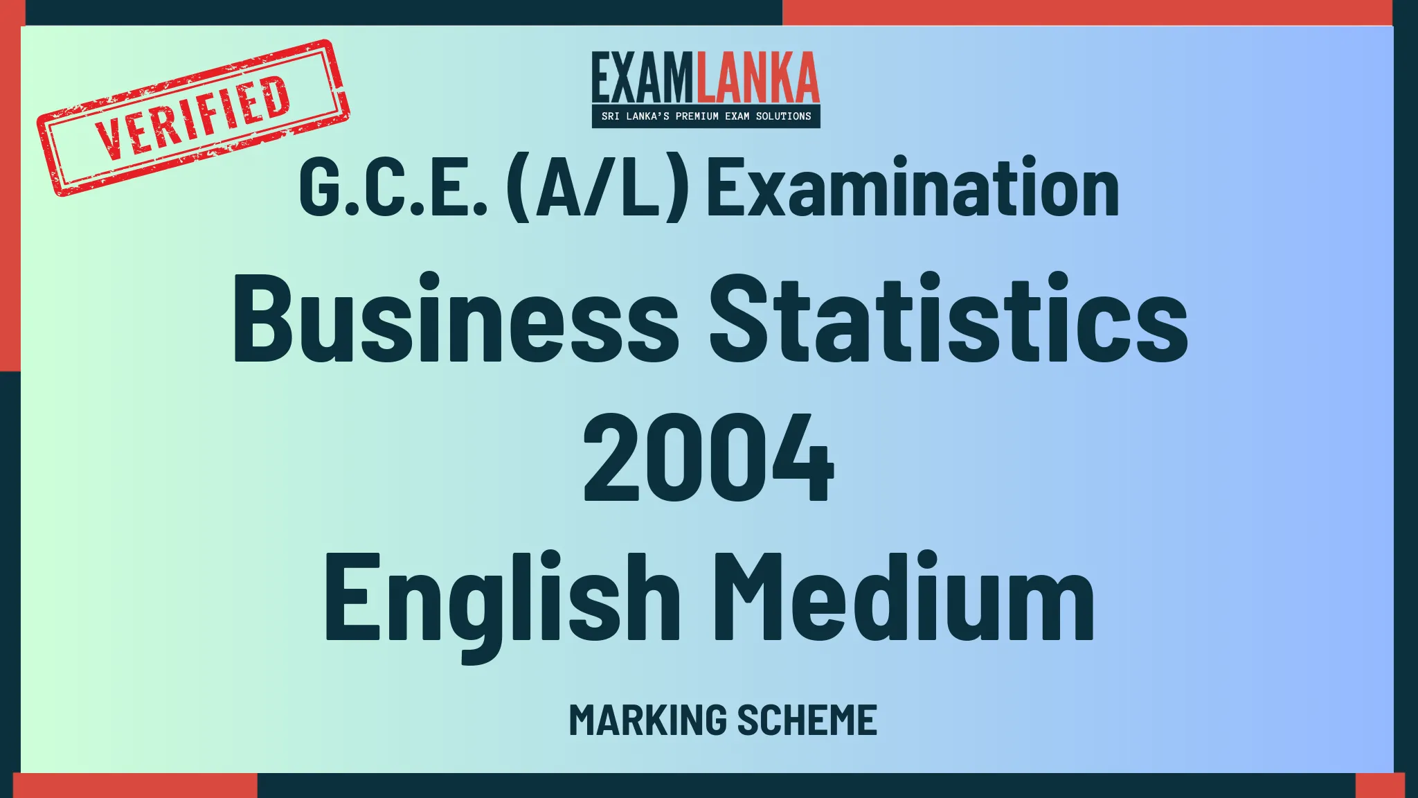 2004 business statistics marking english medium