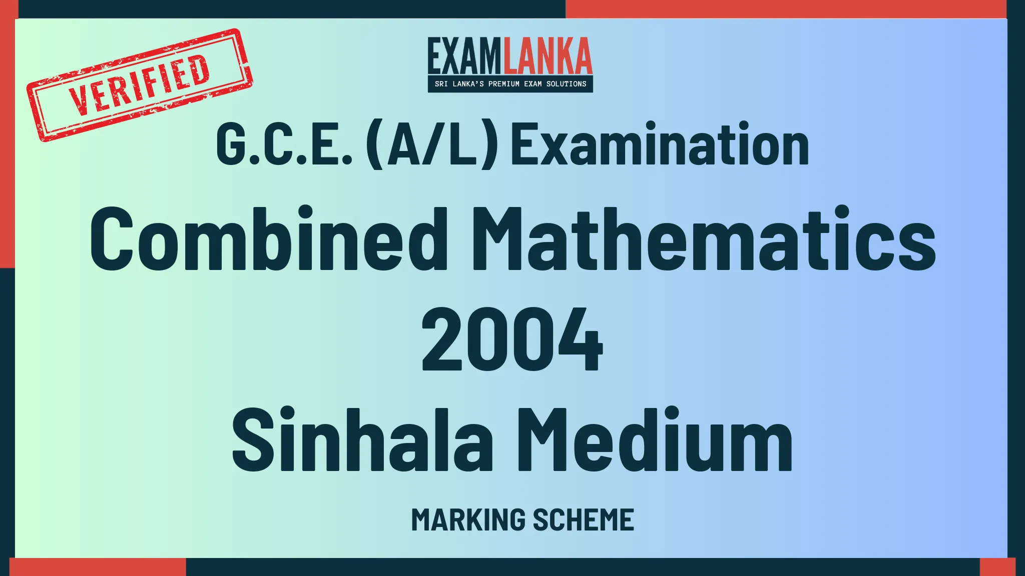 2004 combined mathematics marking sinhala medium