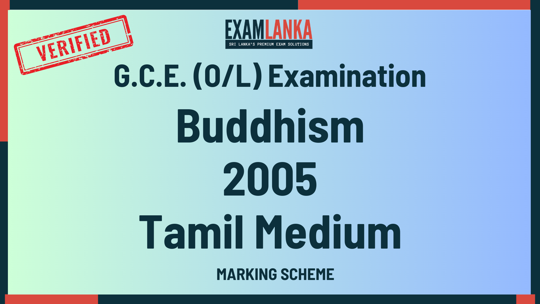 2005 G.C.E. O/L Buddhism Tamil Medium Marking Scheme
