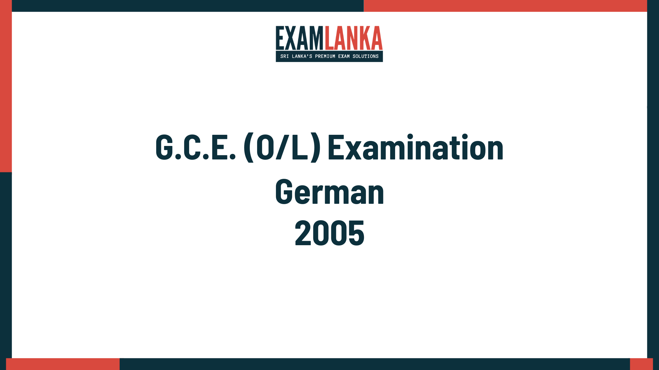 2005 G.C.E. O/L German Past Paper
