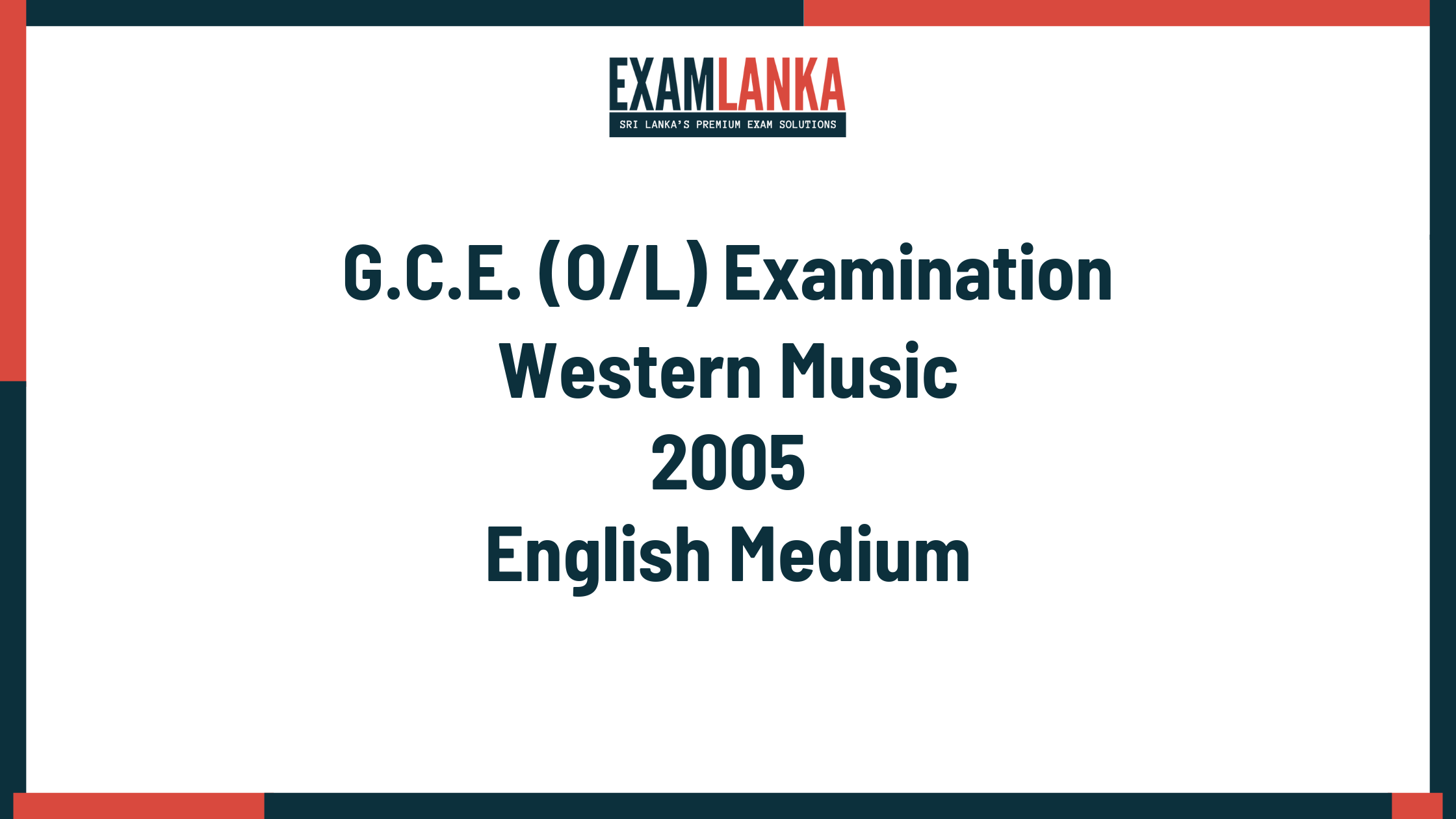 2005 G.C.E. O/L Western Music English Medium Past Paper