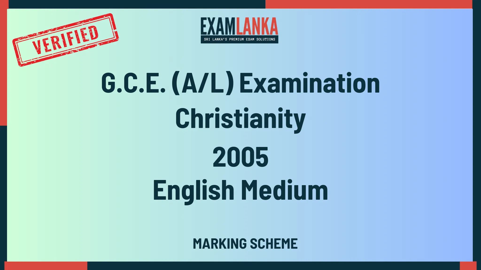 2005 christianity marking english medium