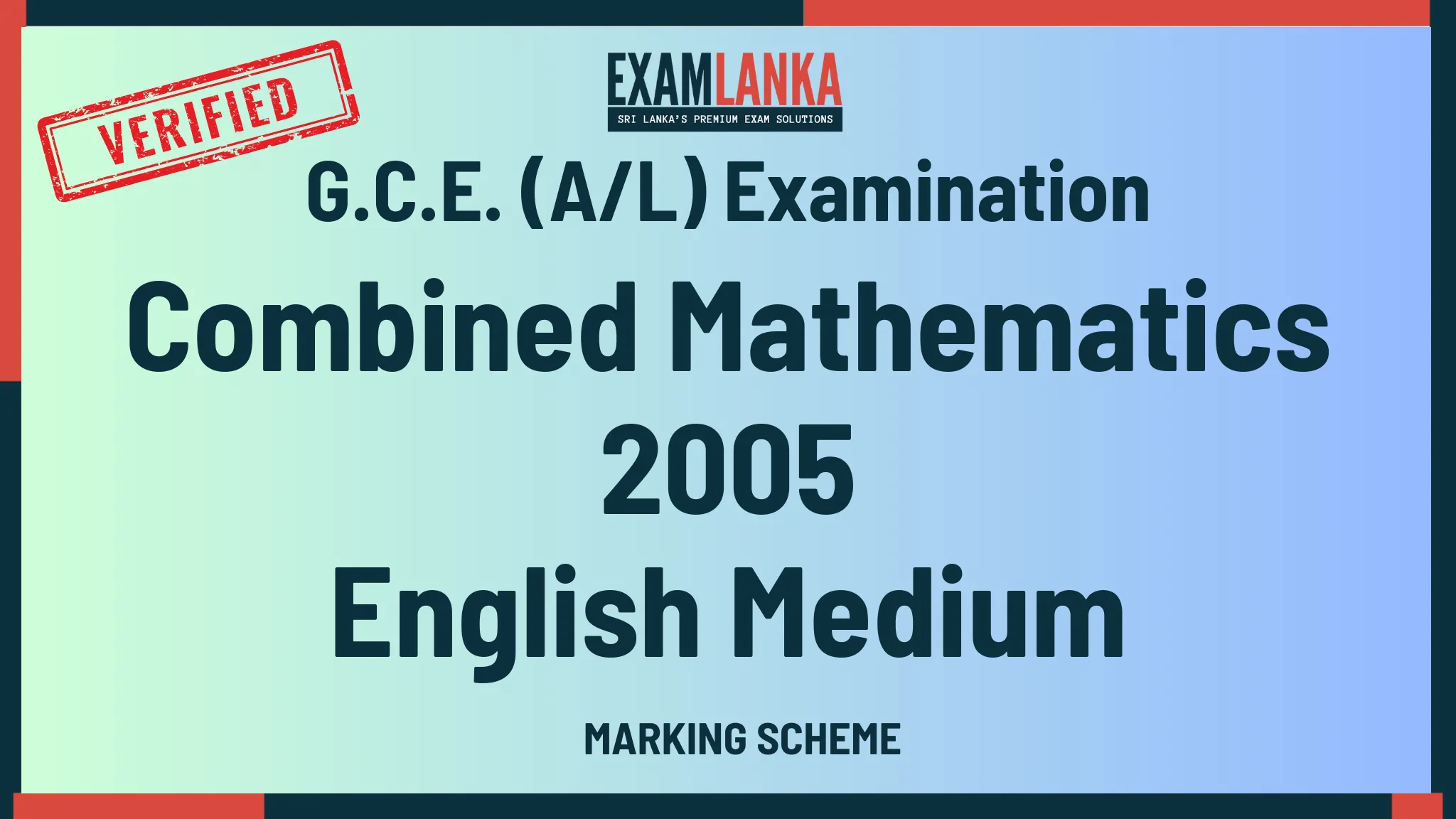 2005 combined mathematics marking english medium