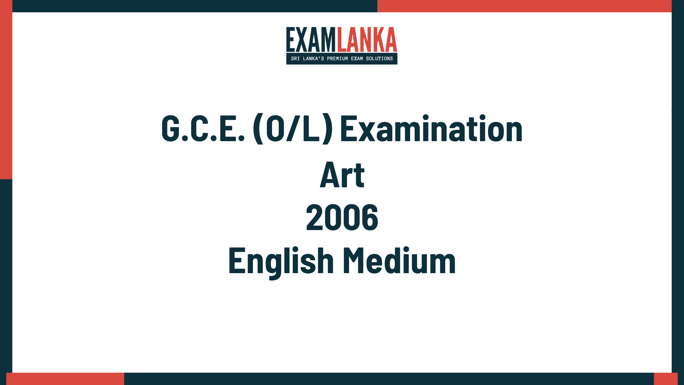 2006 G.C.E. O/L Art English Medium Past Paper