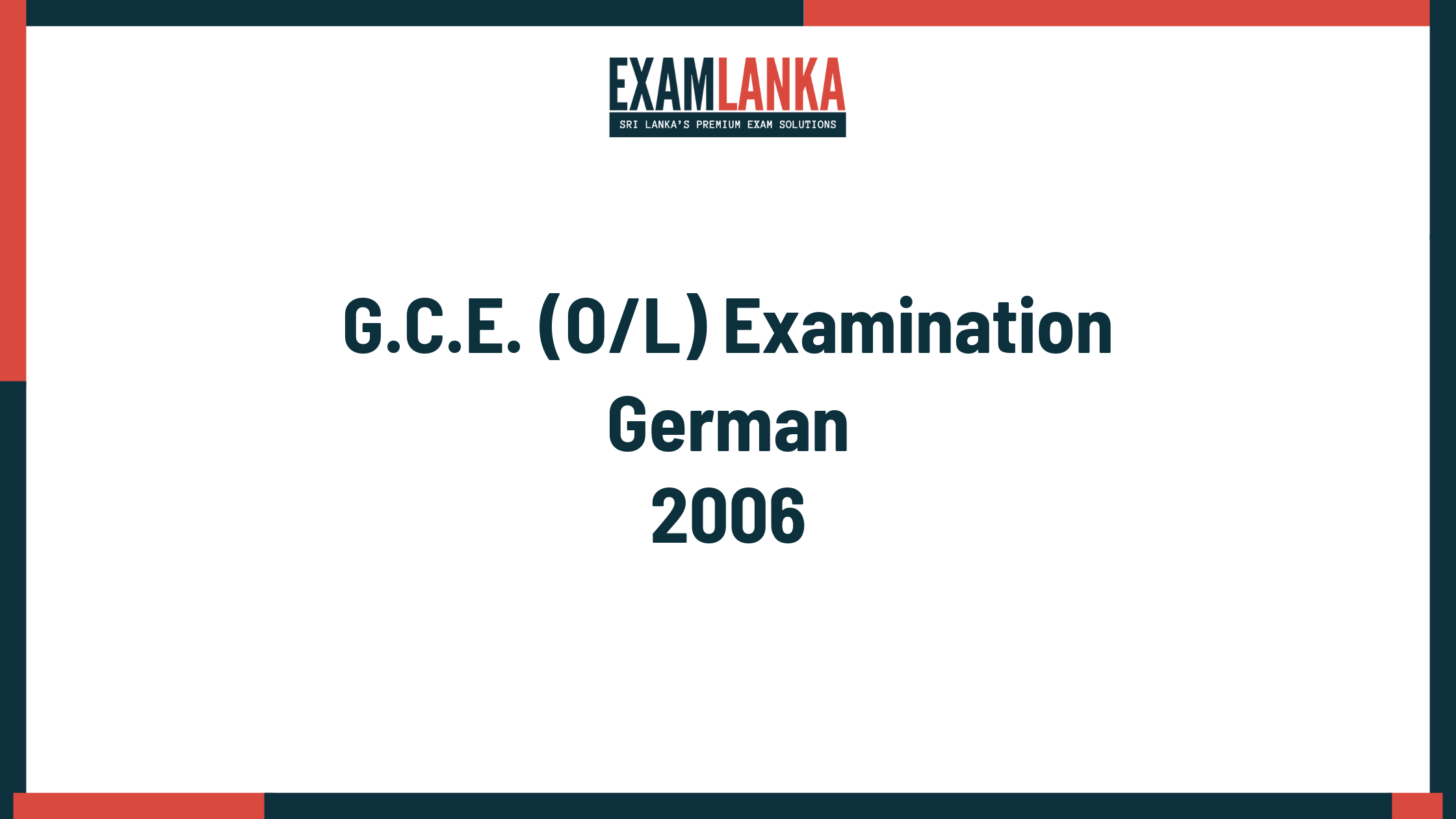 2006 G.C.E. O/L German Past Paper