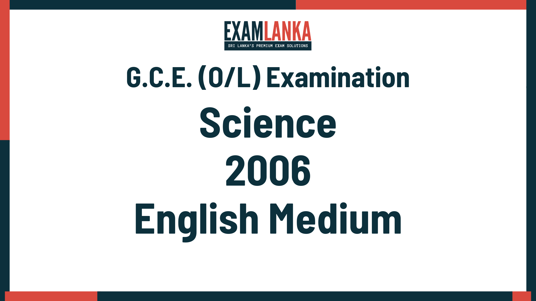 2006 G.C.E. O/L Science English Medium Past Paper