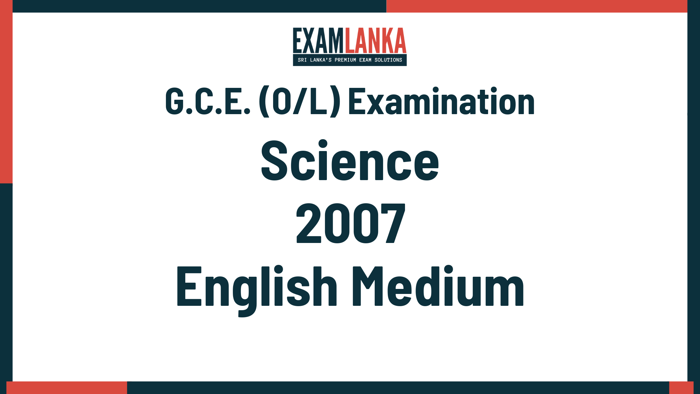 2007 G.C.E. O/L Science English Medium Past Paper