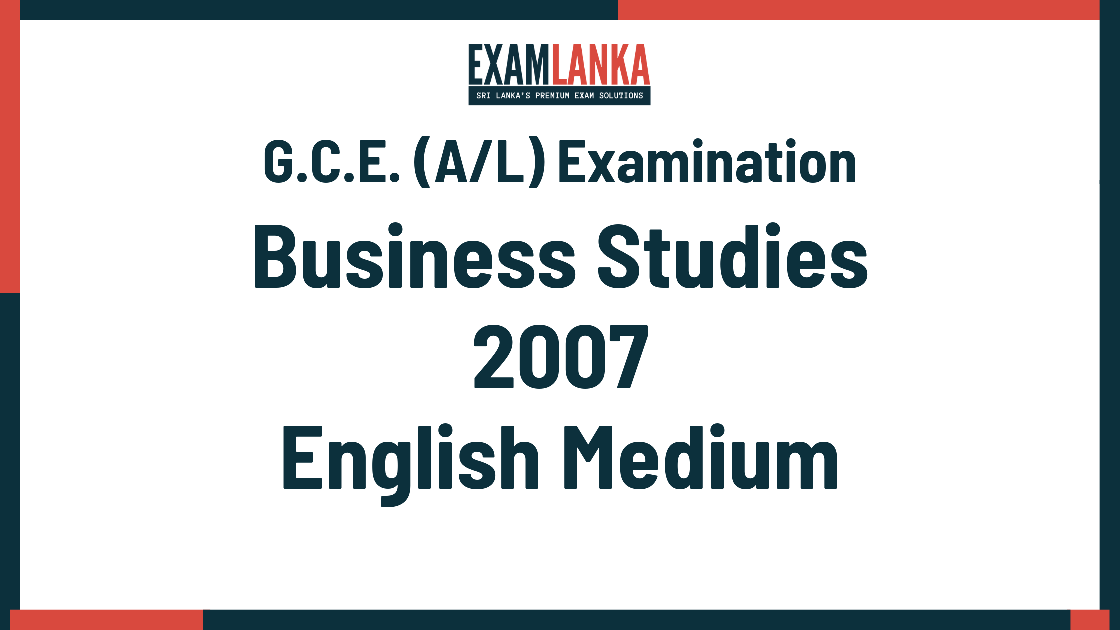 2007 business studies past paper english medium
