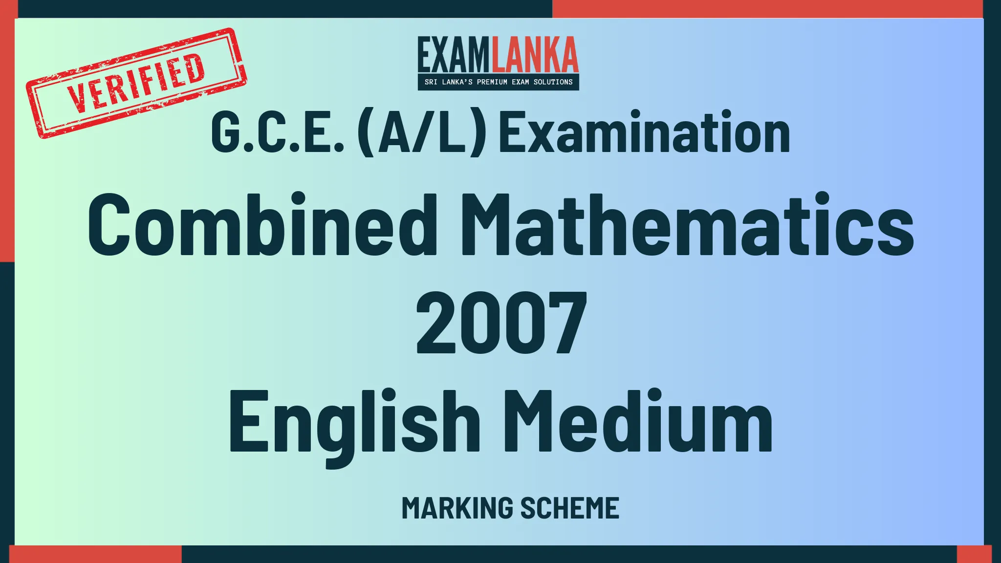 2007 combined mathematics marking english medium