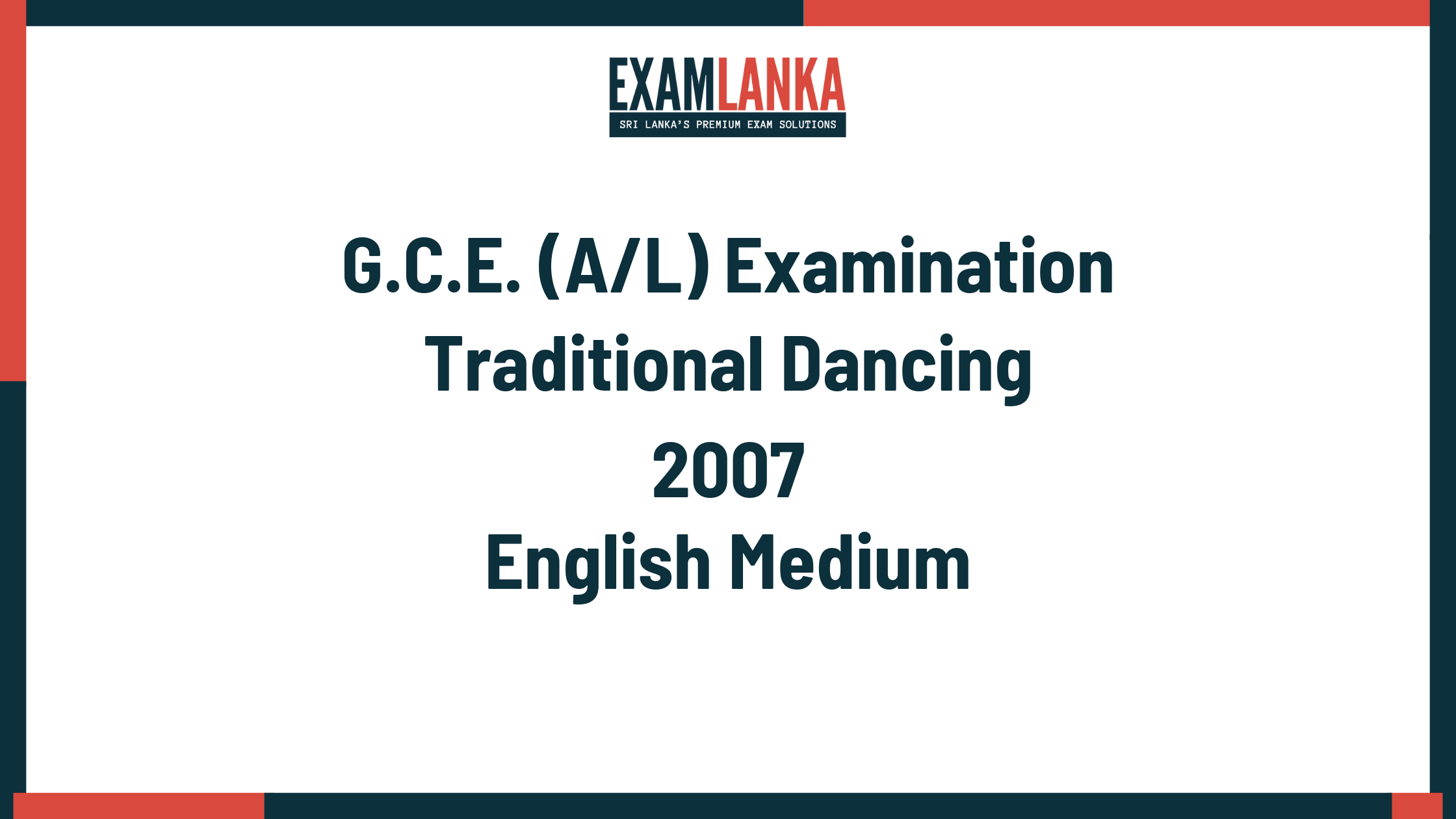 2007 traditional dancing past paper english medium