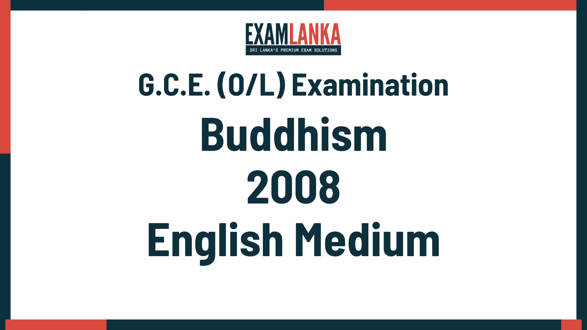 2008 G.C.E. O/L Buddhism English Medium Past Paper