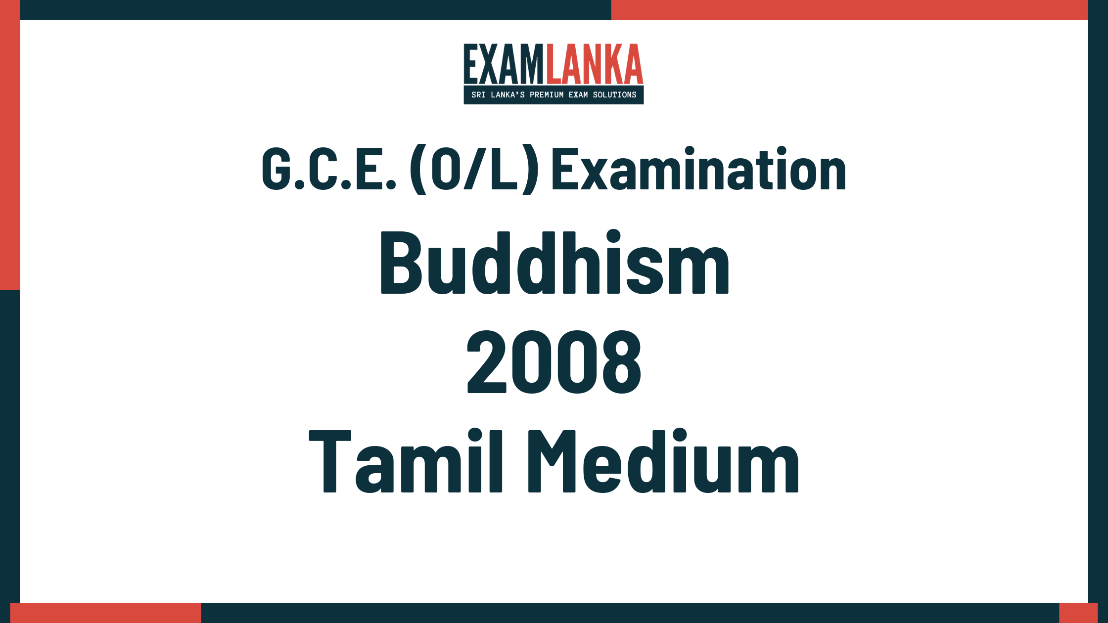2008 G.C.E. O/L Buddhism Tamil Medium Past Paper