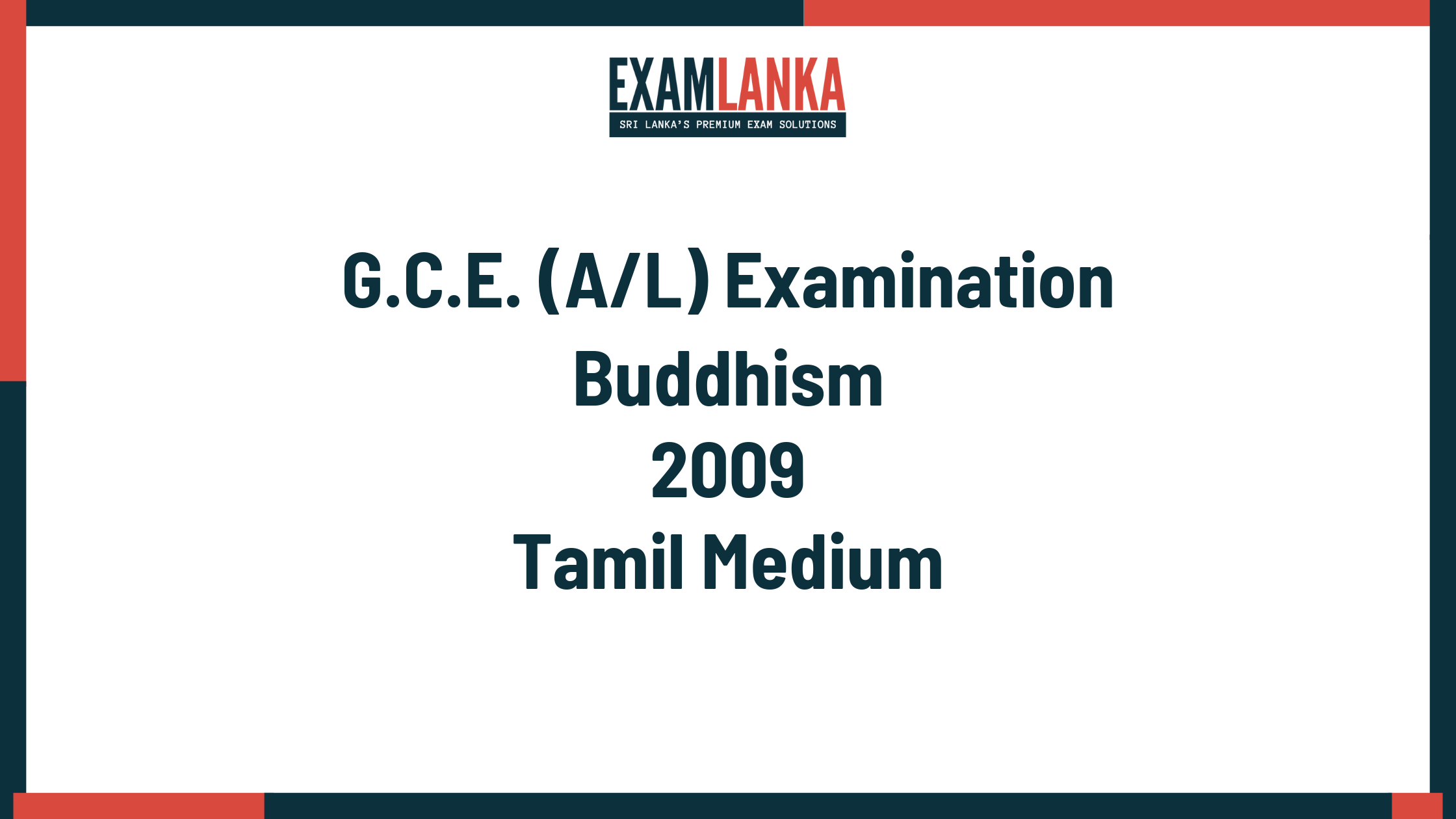 2009 buddhism past paper tamil medium