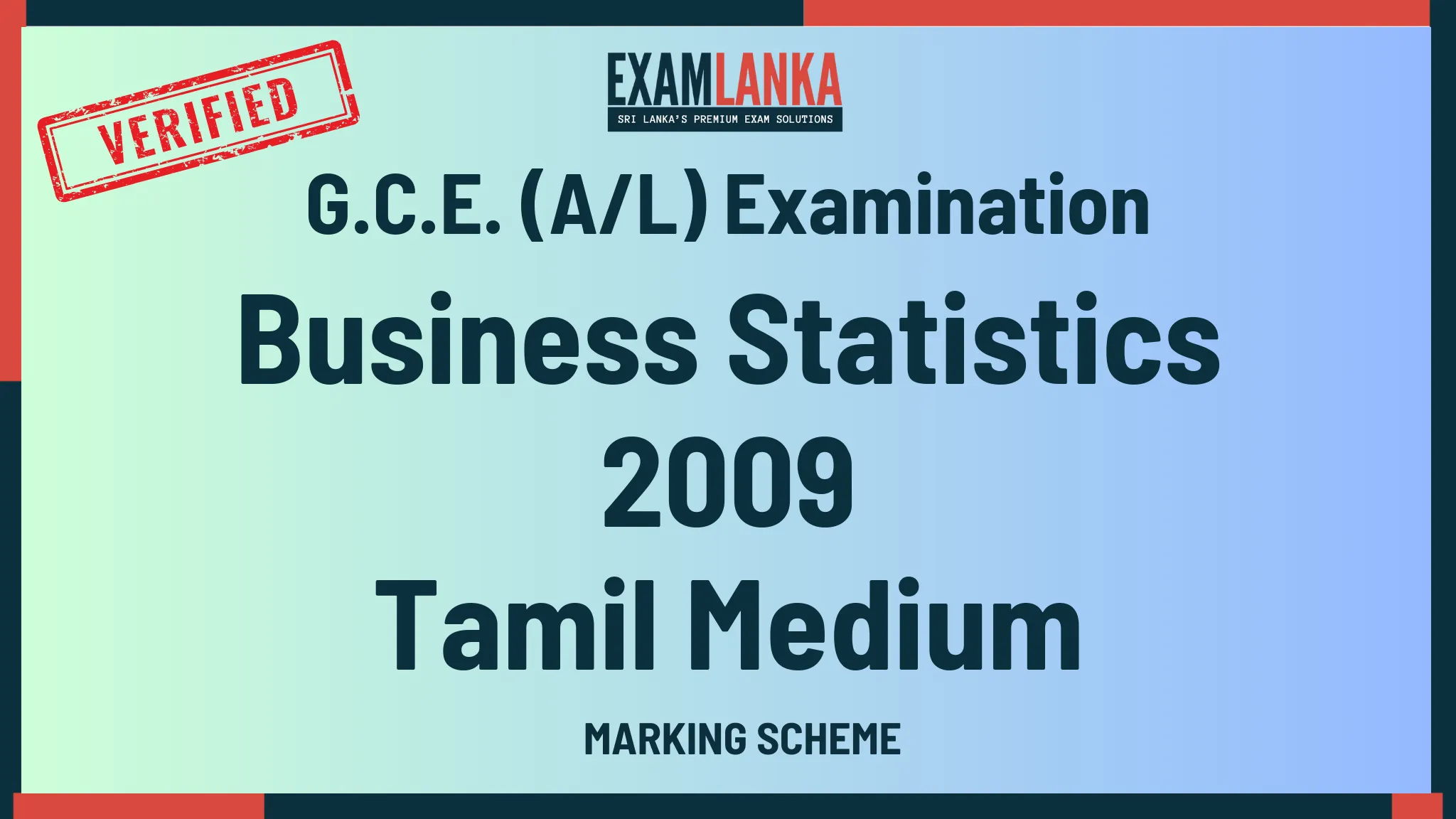 2009 business statistics marking tamil medium