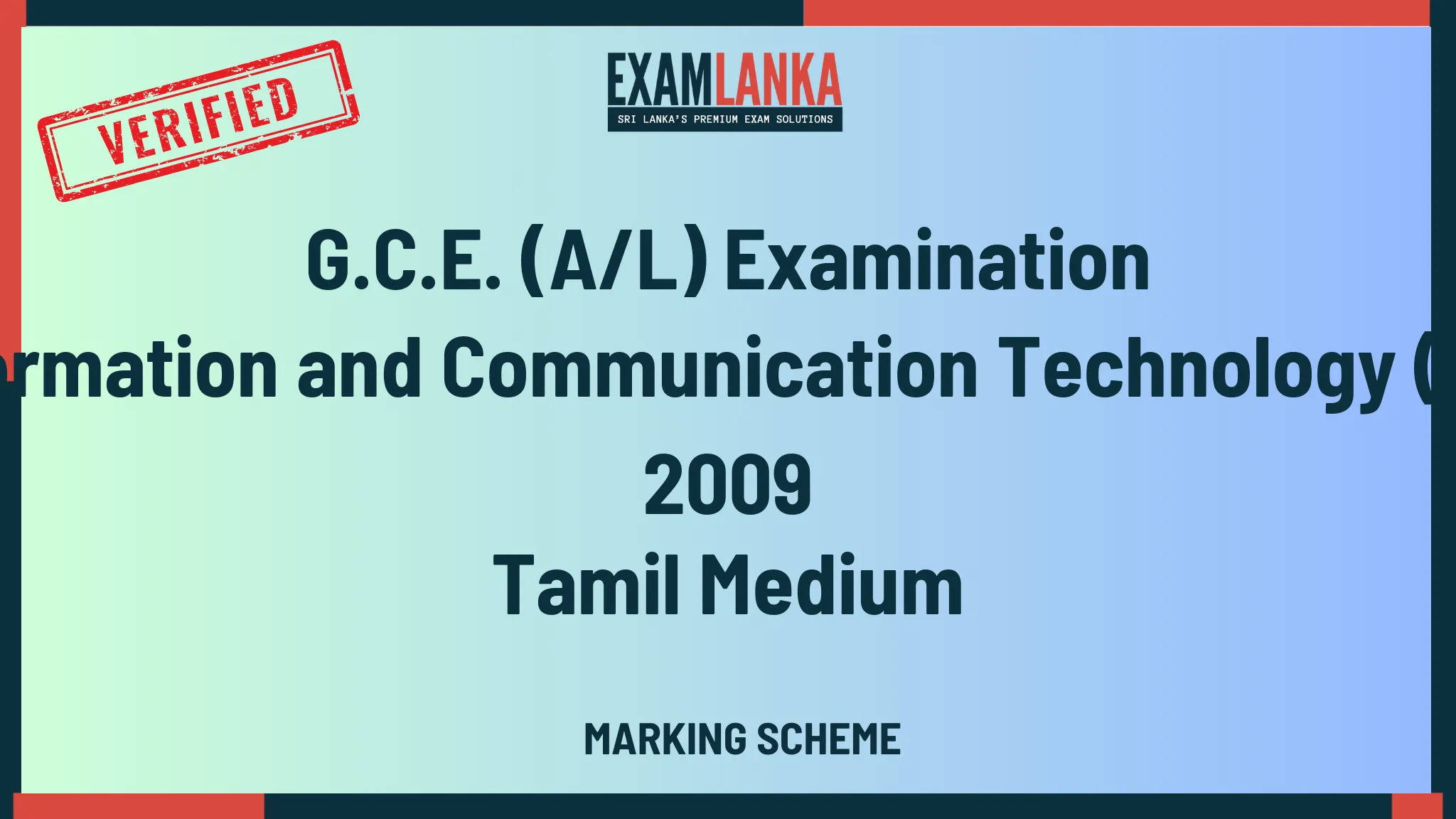 2009 information and communication technology (ict) marking tamil medium