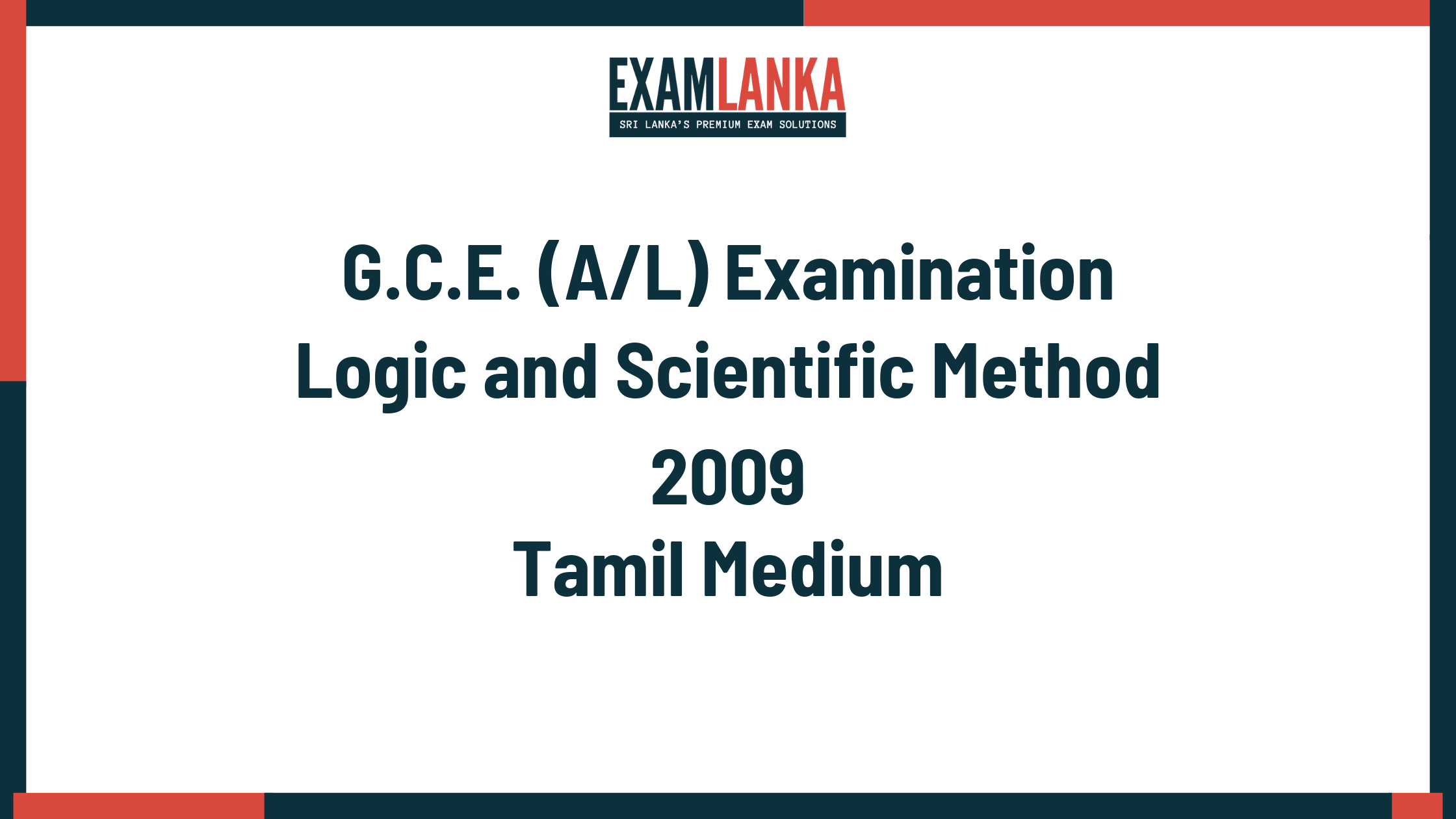 2009 logic and scientific method past paper tamil medium