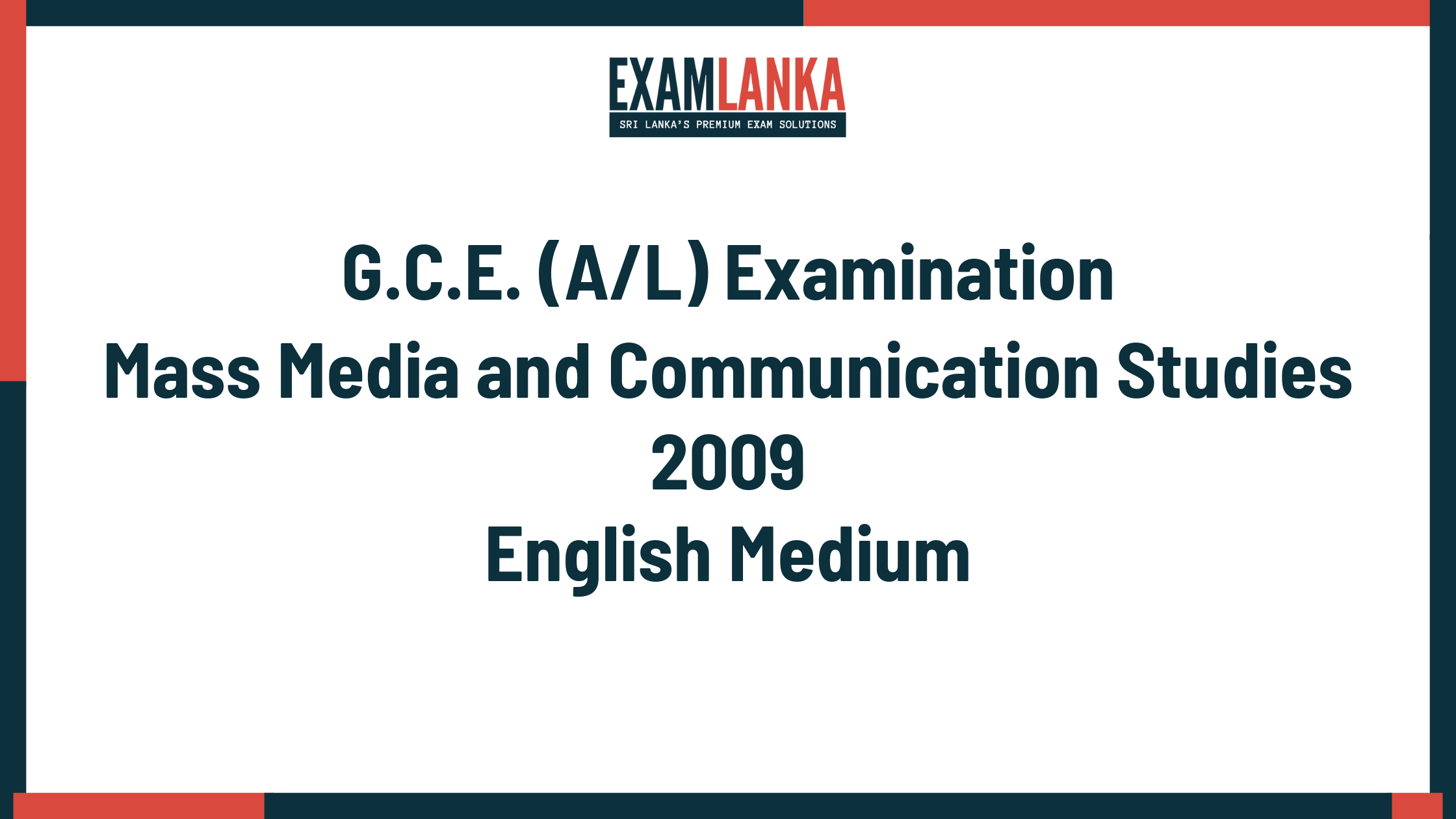 2009 mass media and communication studies past paper english medium