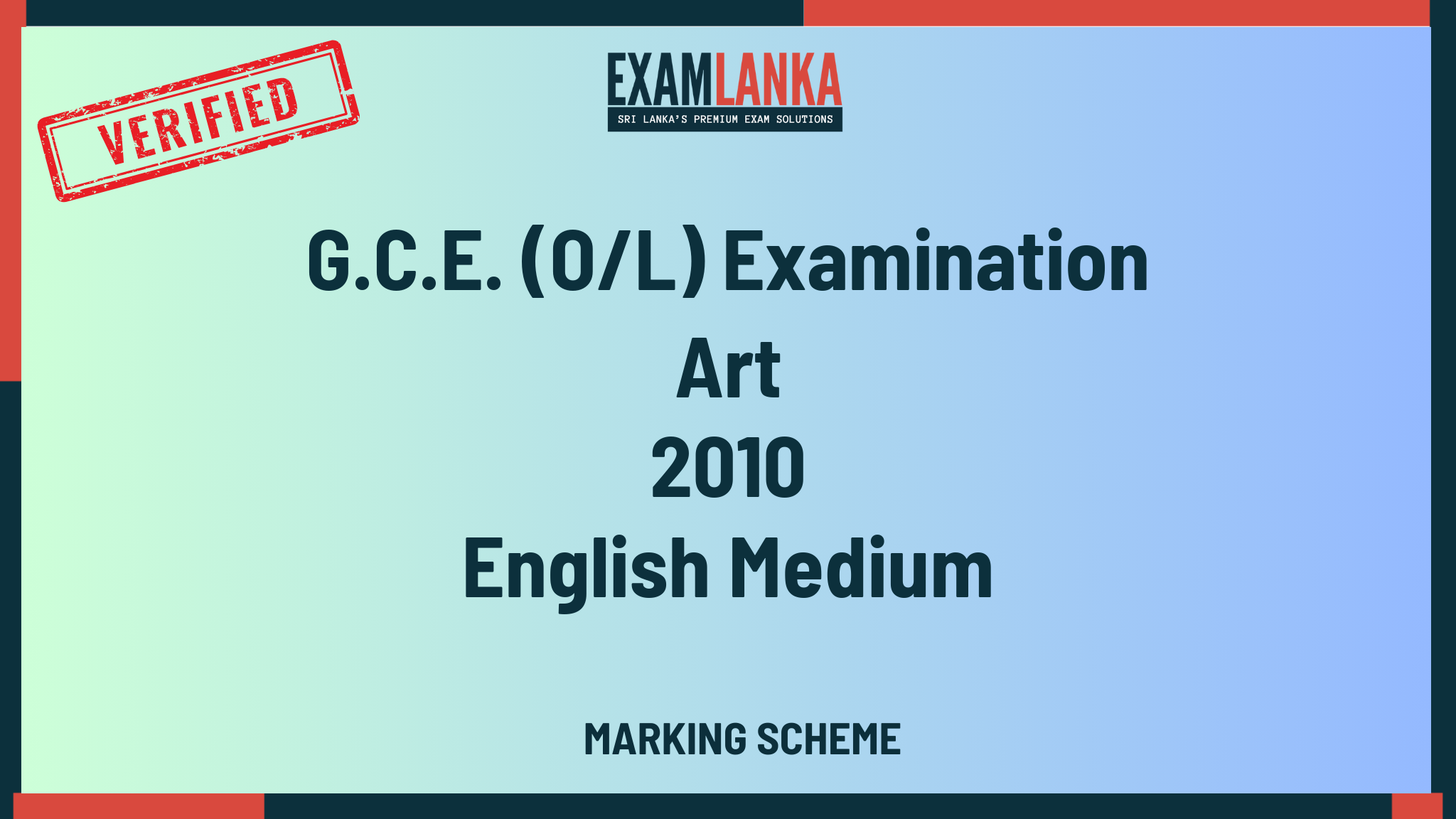 2010 G.C.E. O/L Art English Medium Marking Scheme