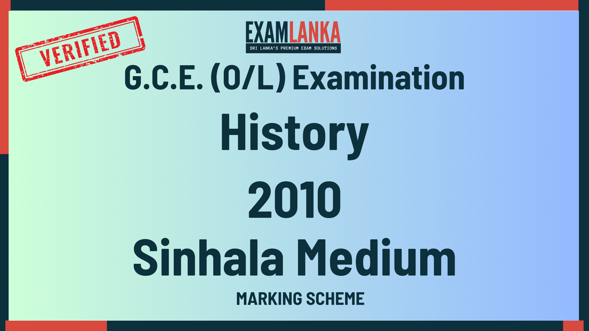 2010 G.C.E. O/L History Sinhala Medium Marking Scheme